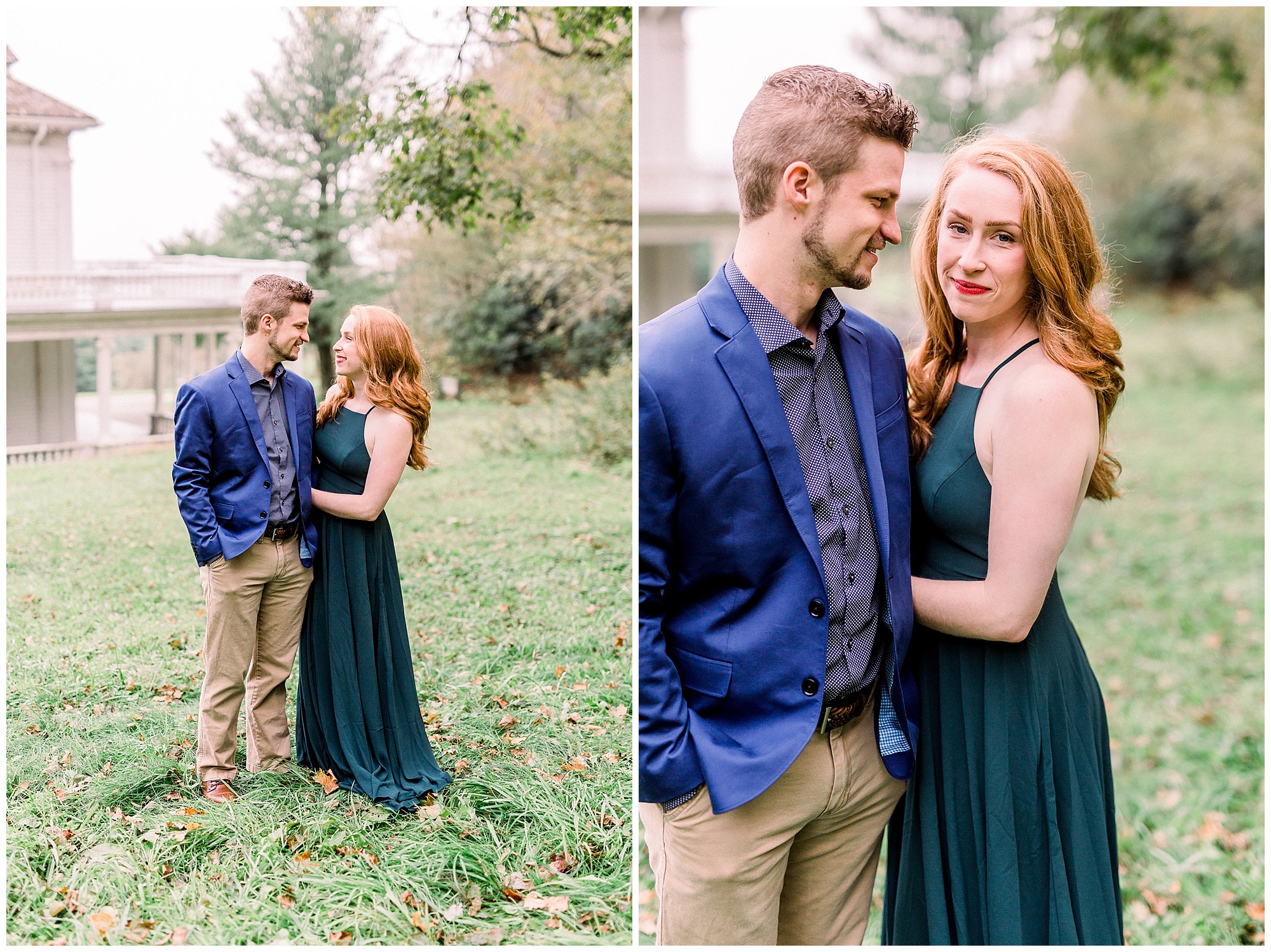 foggy mountain engagement session alongside Moses Cone Manor