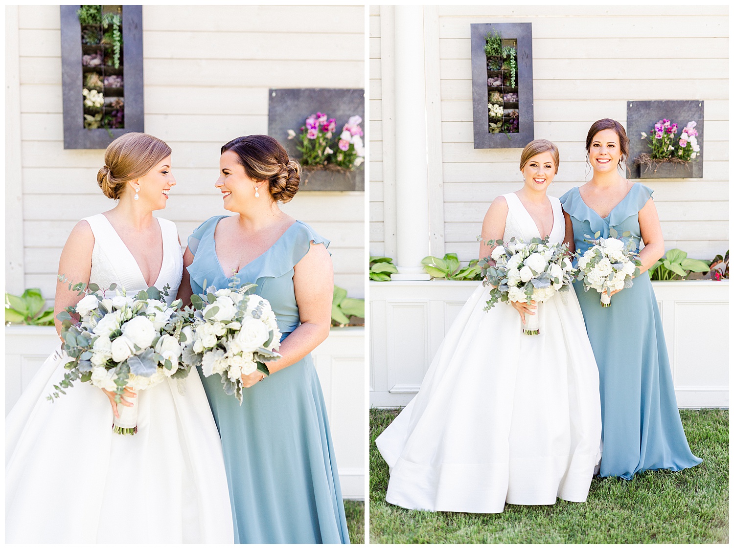 a bride with her bridesmaids during a spring wedding