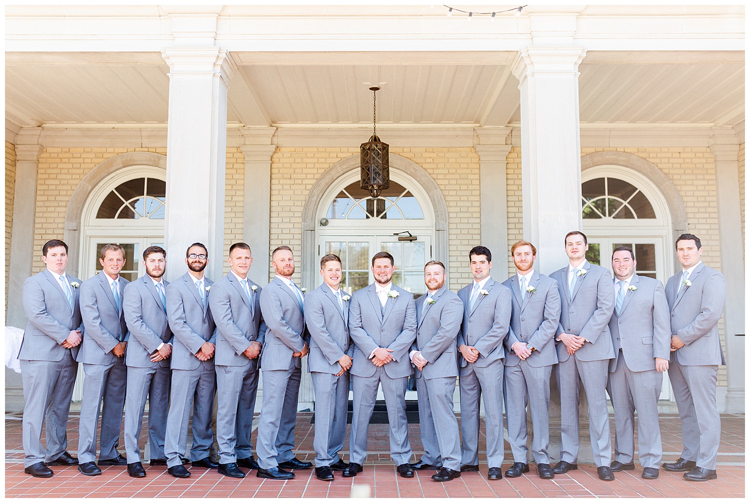 groom with his groomsmen on a beautiful spring wedding day in north carolina