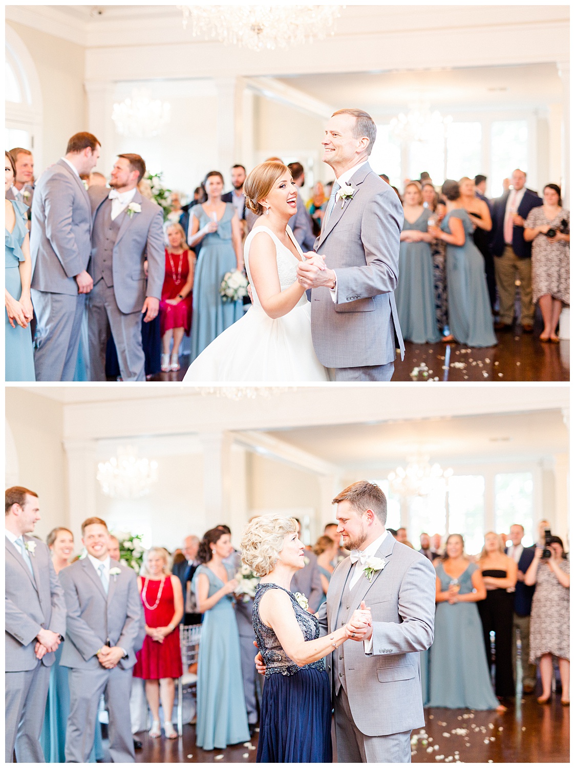 father daughter and mother son dances at the separk mansion wedding reception