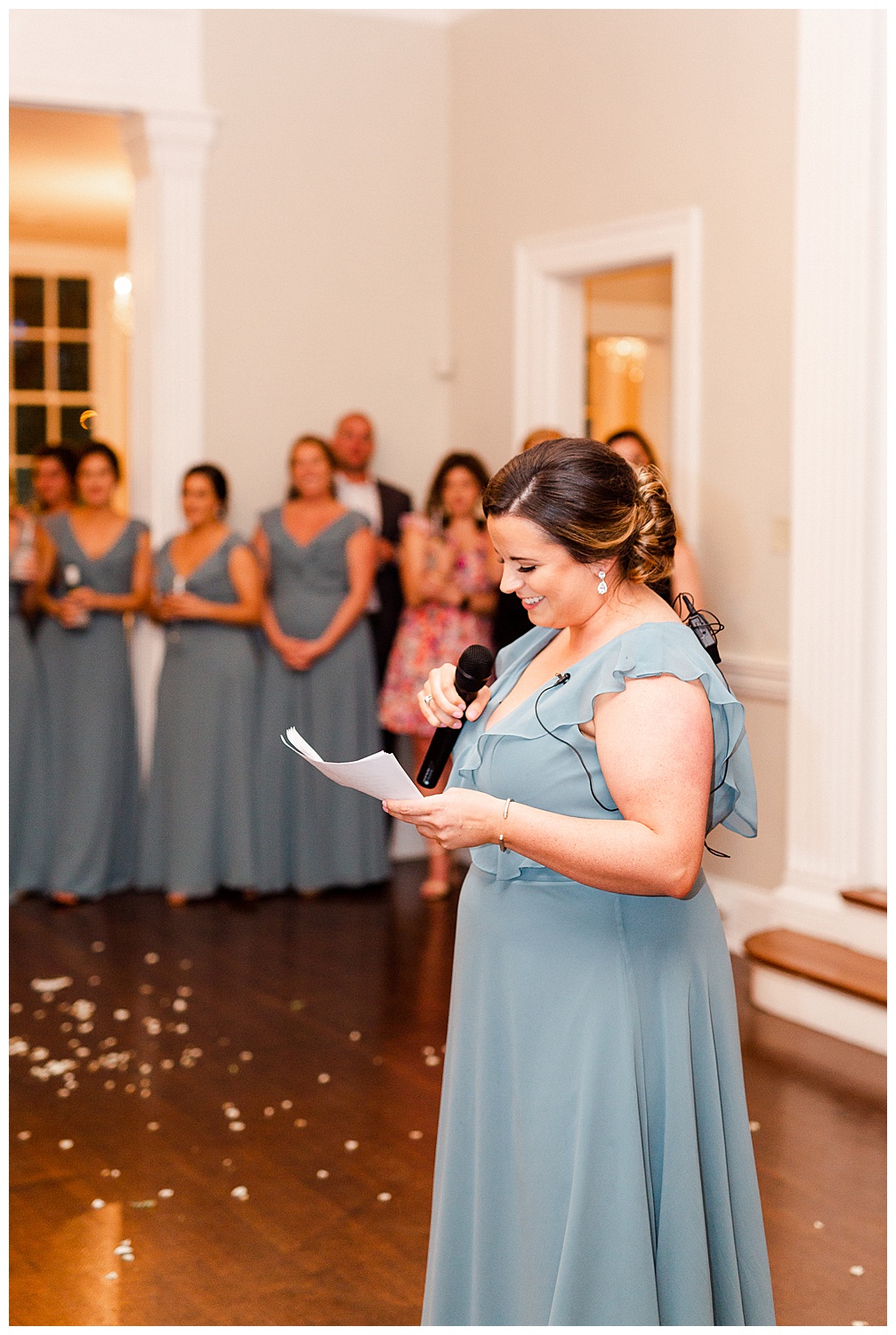 toast from the maid of honor at a spring wedding at the separk mansion