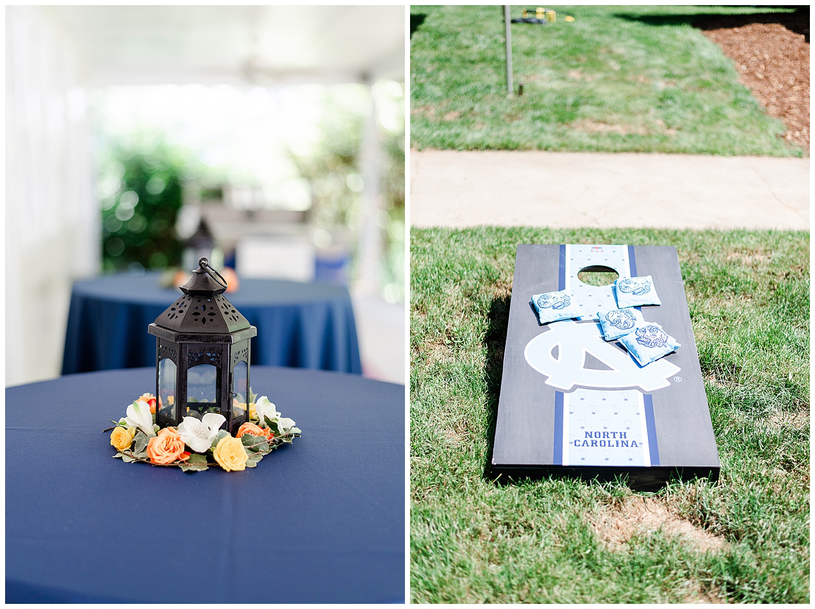 Blue Themed Colorful Floral Outdoor Table Setting and Fine China from Outdoorsy Summer Wedding at North Carolina Lakehouse in the Mountains | check out the full wedding at KevynDixonPhoto.com