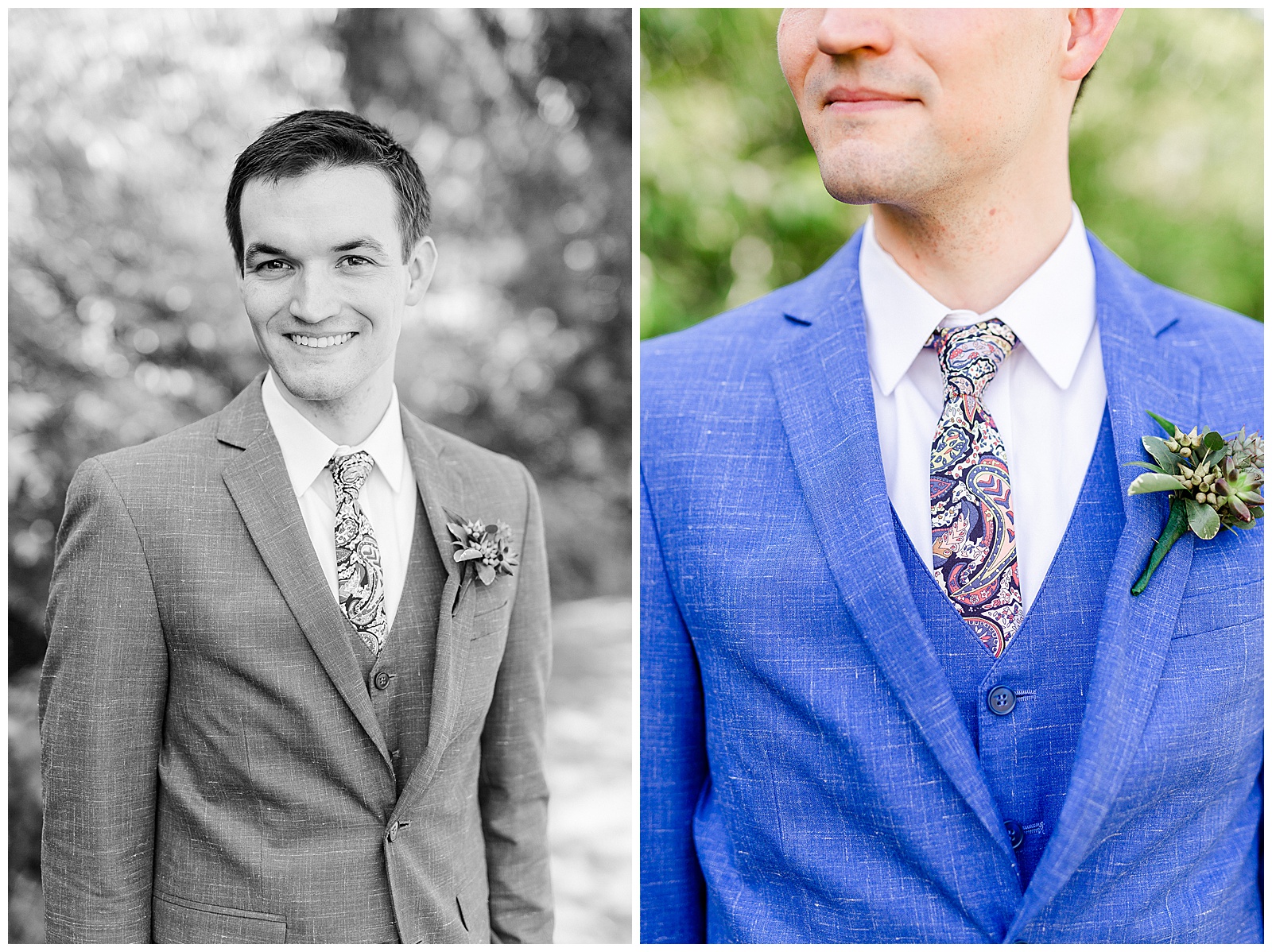 Dapper Blue Themed Suit Groom Portraits at Outdoorsy Summer Wedding at North Carolina Lakehouse in the Mountains | check out the full wedding at KevynDixonPhoto.com