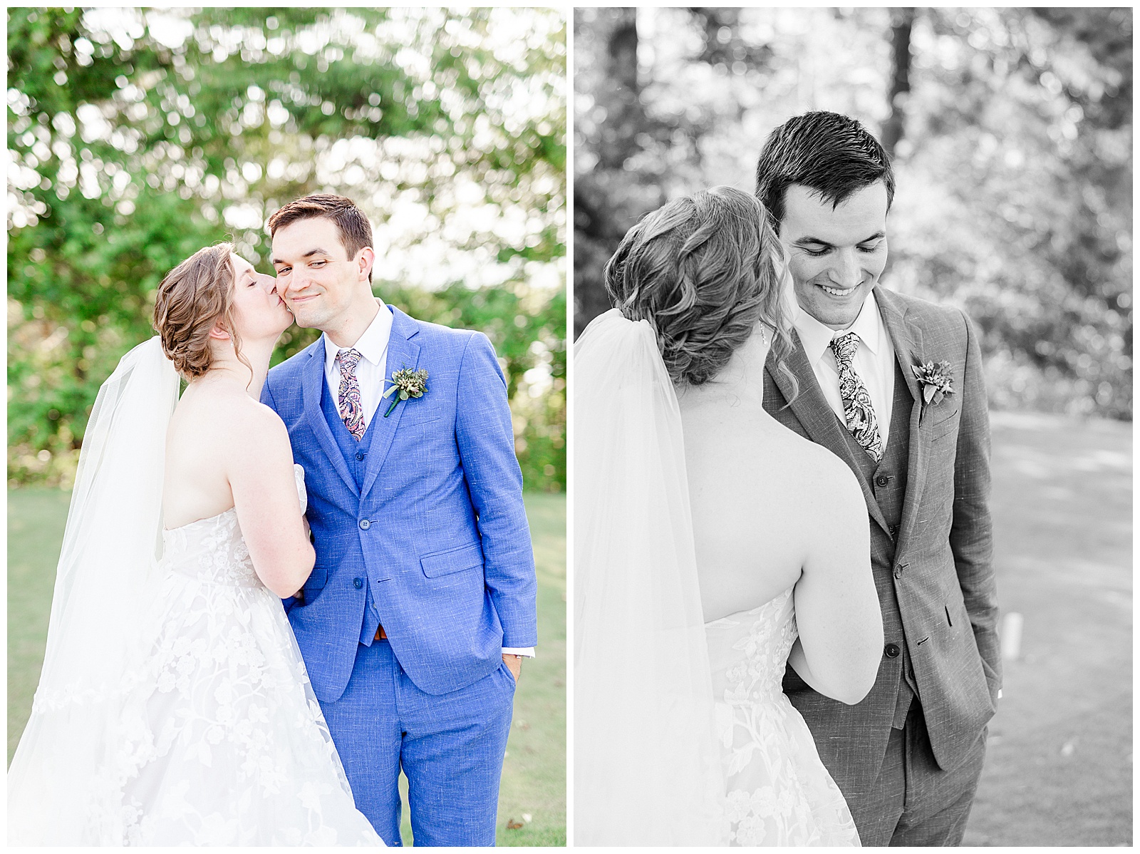 Gorgeous golden hour outdoor photos of Bride and Groom from Outdoorsy Summer Wedding at North Carolina Lakehouse | check out the full wedding at KevynDixonPhoto.com