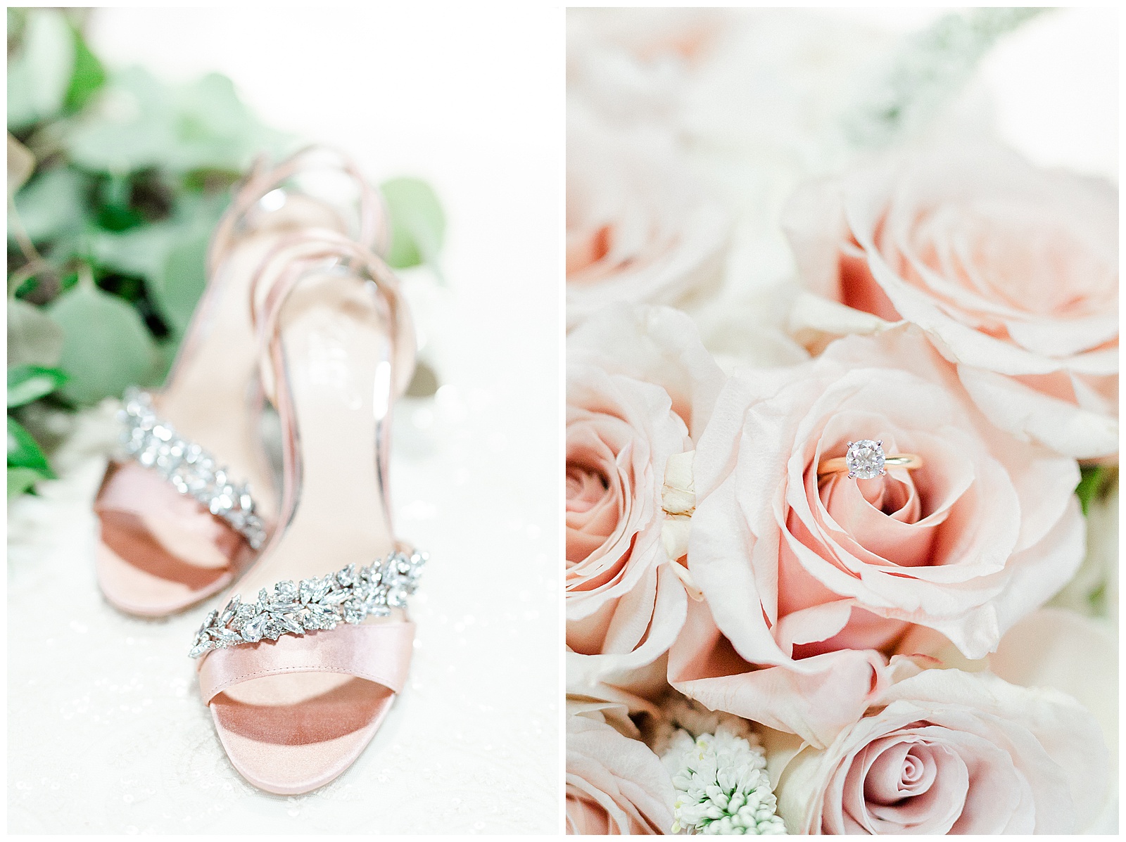 Pink Rhinestone High Heeled Sandals and Roses from Summer Wedding in Charlotte, NC | check out the full wedding at KevynDixonPhoto.com