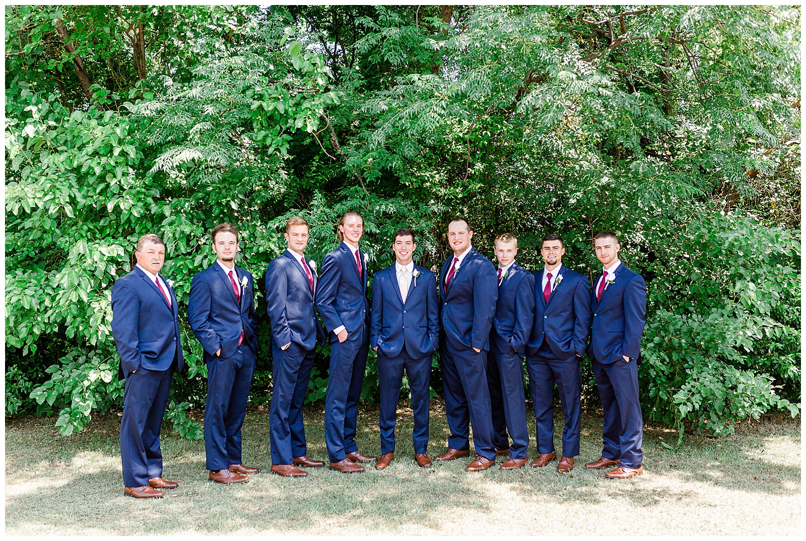 Groom and Groomsmen Group Photo in Blue Suits from Summer Wedding in Charlotte, NC | Check out the full wedding at KevynDixonPhoto.com
