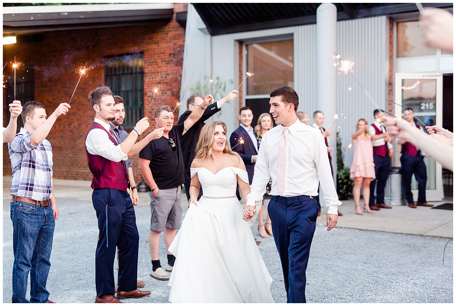 Stunning Modern Bride and Groom sparkler exit from Summer Wedding in Charlotte, NC | Check out the full wedding at KevynDixonPhoto.com