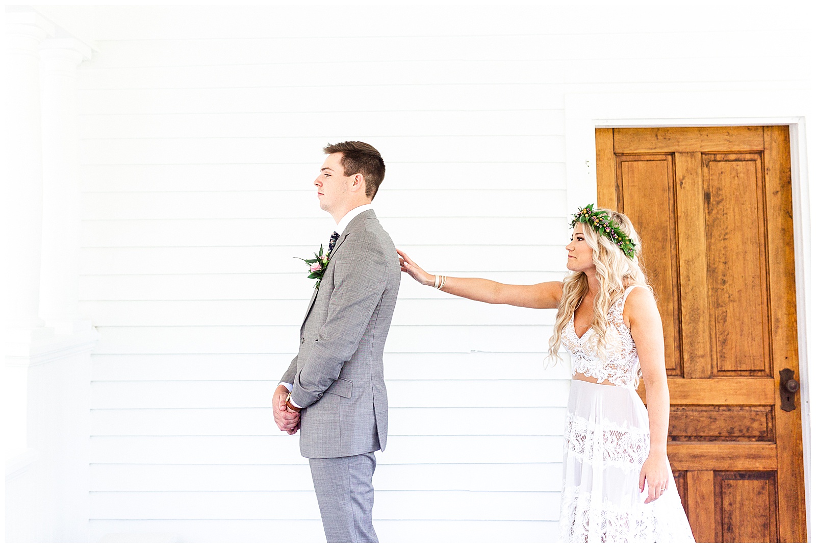 Emotional First Look from Enchanting Boho Chic Wedding in Charlotte, NC | check out the full wedding at KevynDixonPhoto.com