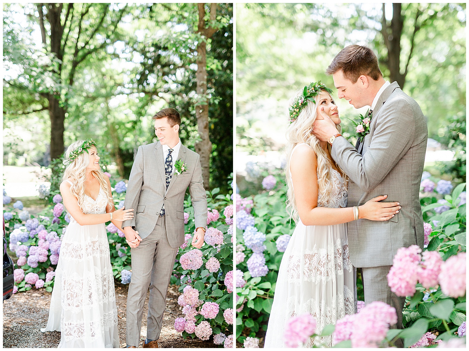 Enchanting Bohemian Flower Garden Portraits of Bride and Groom from Boho Chic Wedding in Charlotte, NC | check out the full wedding at KevynDixonPhoto.com