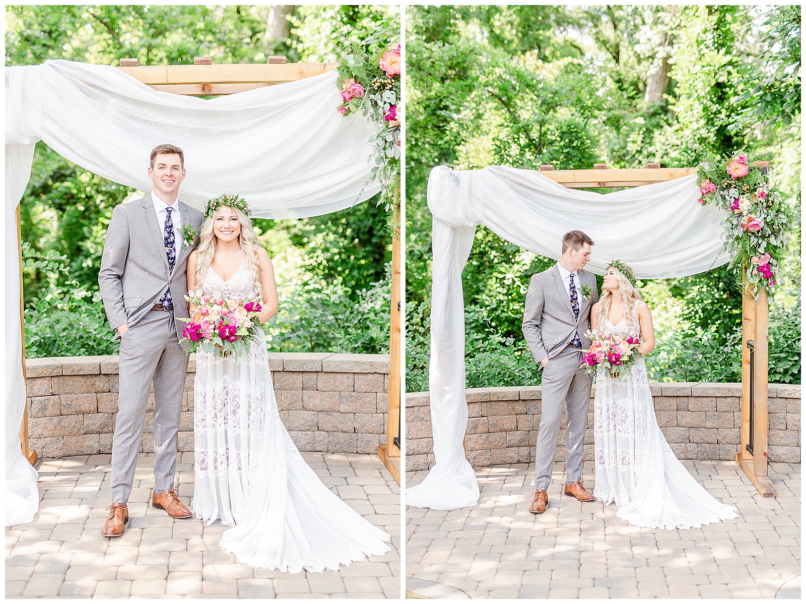 Enchanting Bright Bohemian Flower Arch from Boho Chic Summer Wedding in Charlotte, NC | check out the full wedding at KevynDixonPhoto.com 
