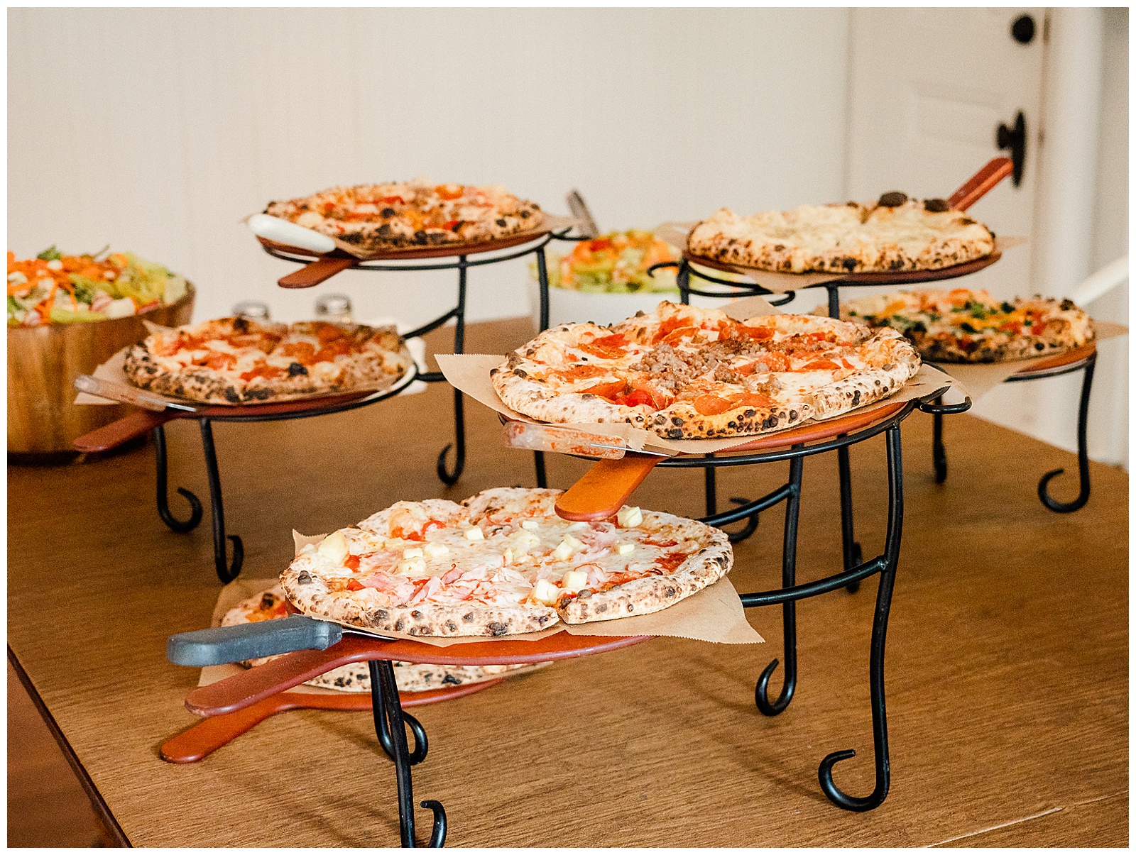 Mouth-watering thick crust pizza catering - wedding food ideas from Bright Boho Chic Summer Wedding in Charlotte, NC | check out the full wedding at KevynDixonPhoto.com 