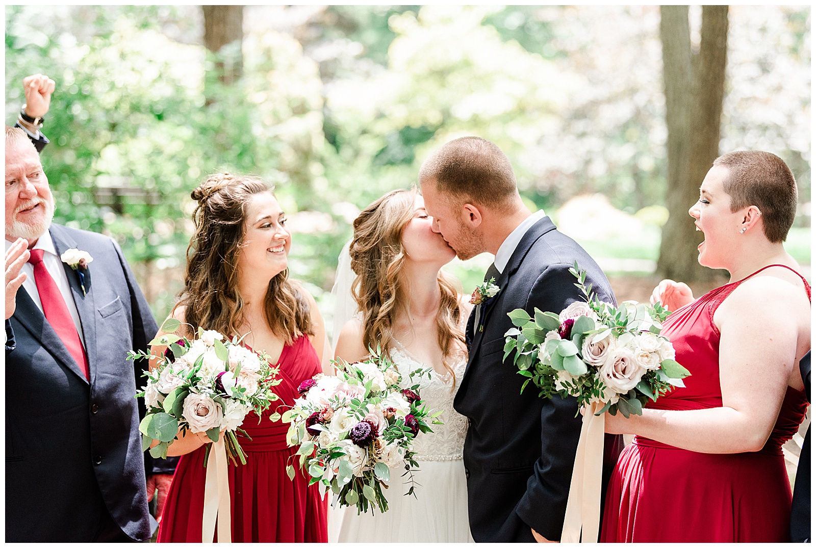 Stunning Bridal Party Photo from Elegant Modern Red and Navy Blue Themed Wedding in Charlotte, NC | check out the full wedding at KevynDixonPhoto.com