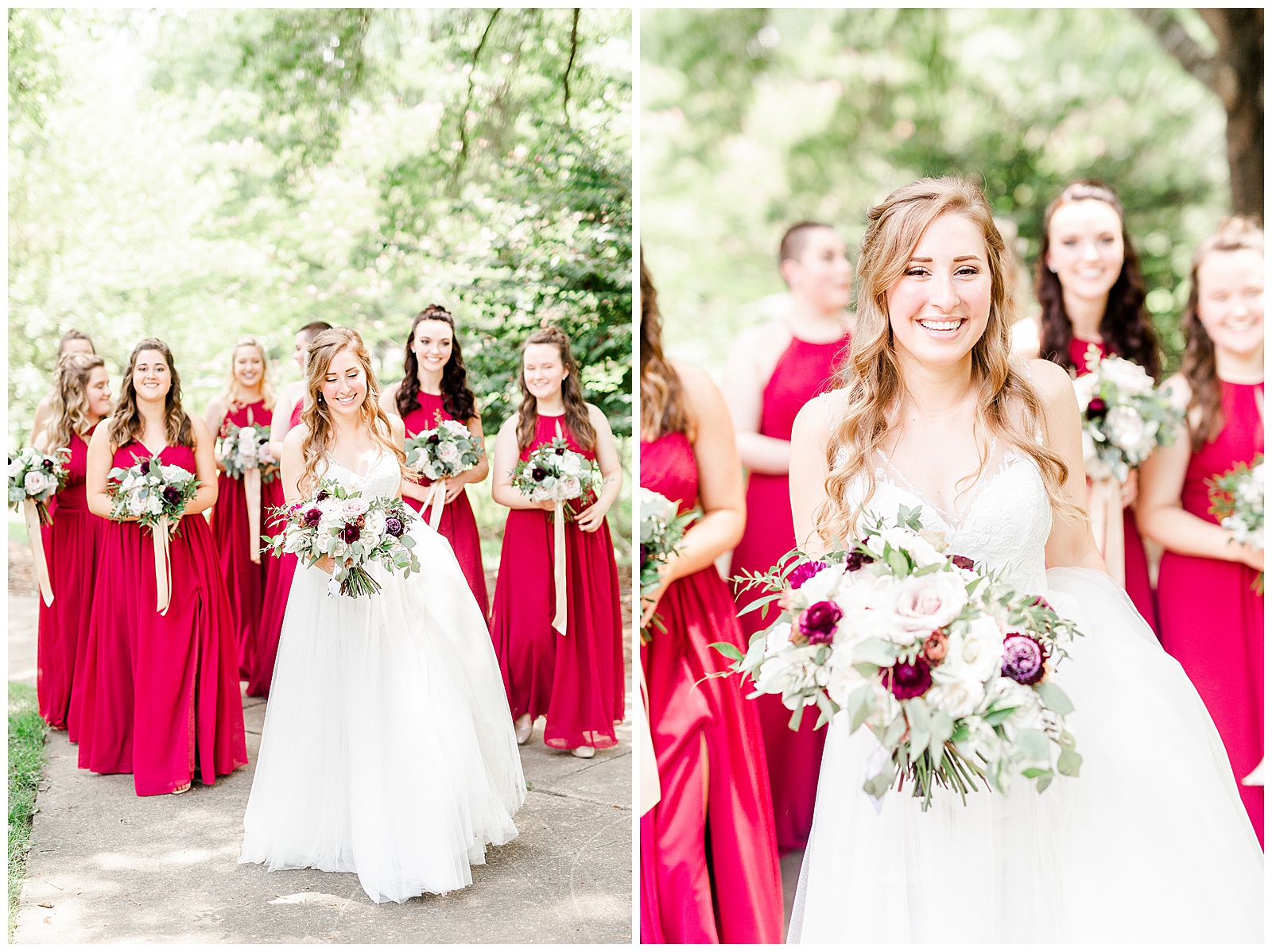 Matching Red Themed Bridesmaid Dresses from Elegant Modern Red and Navy Blue Themed Wedding in Charlotte, NC | check out the full wedding at KevynDixonPhoto.com