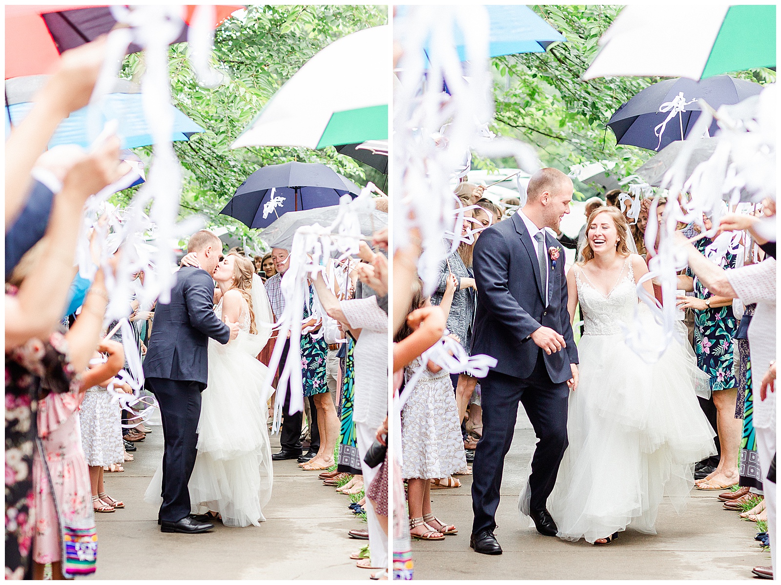 Colorful Umbrella Exit from Elegant Modern Summer Wedding in Charlotte, NC | check out the full wedding at KevynDixonPhoto.com