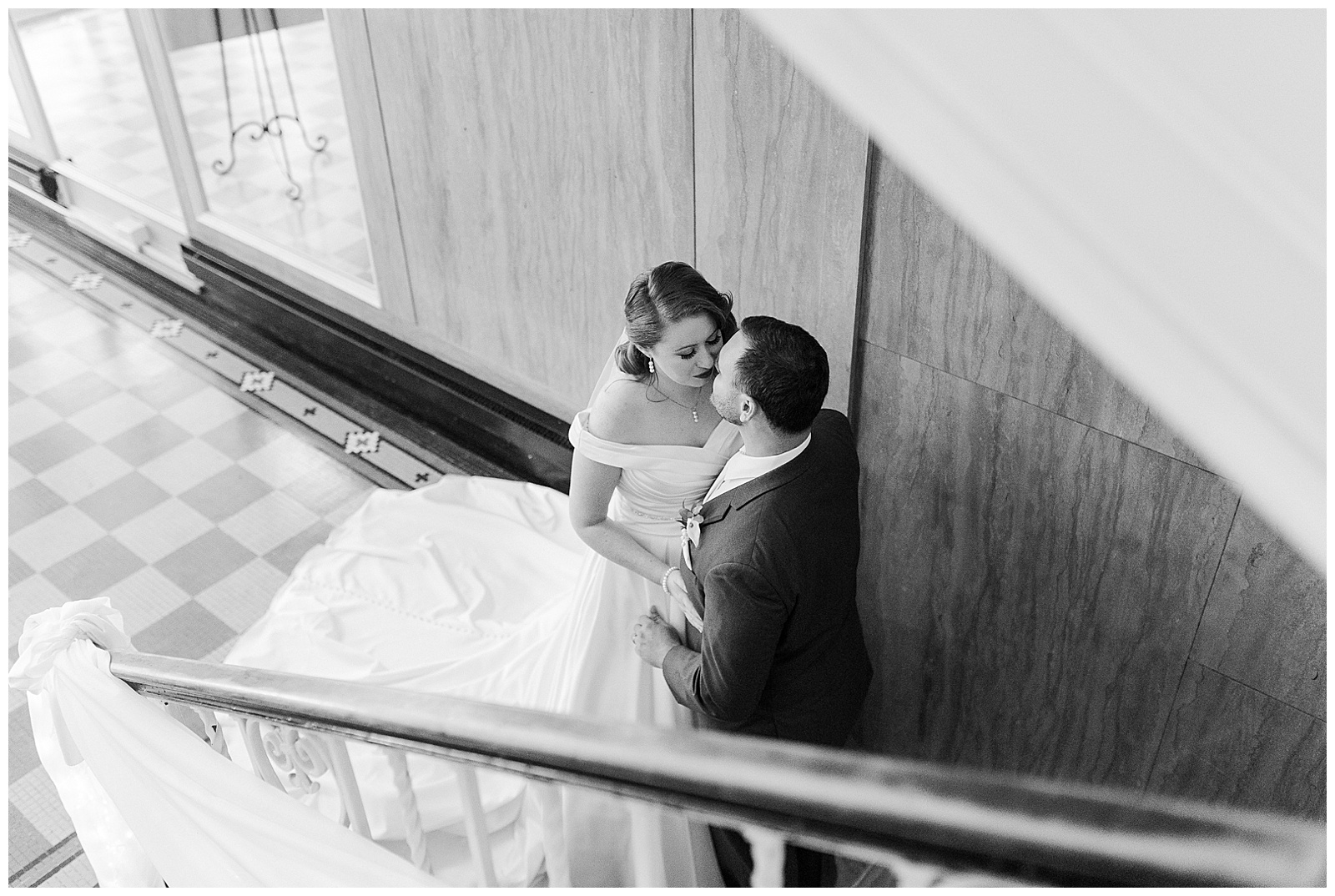 Bride and groom share a special moment in 1940s Modern Vintage Wedding in Charlotte, NC | check out the full wedding at KevynDixonPhoto.com