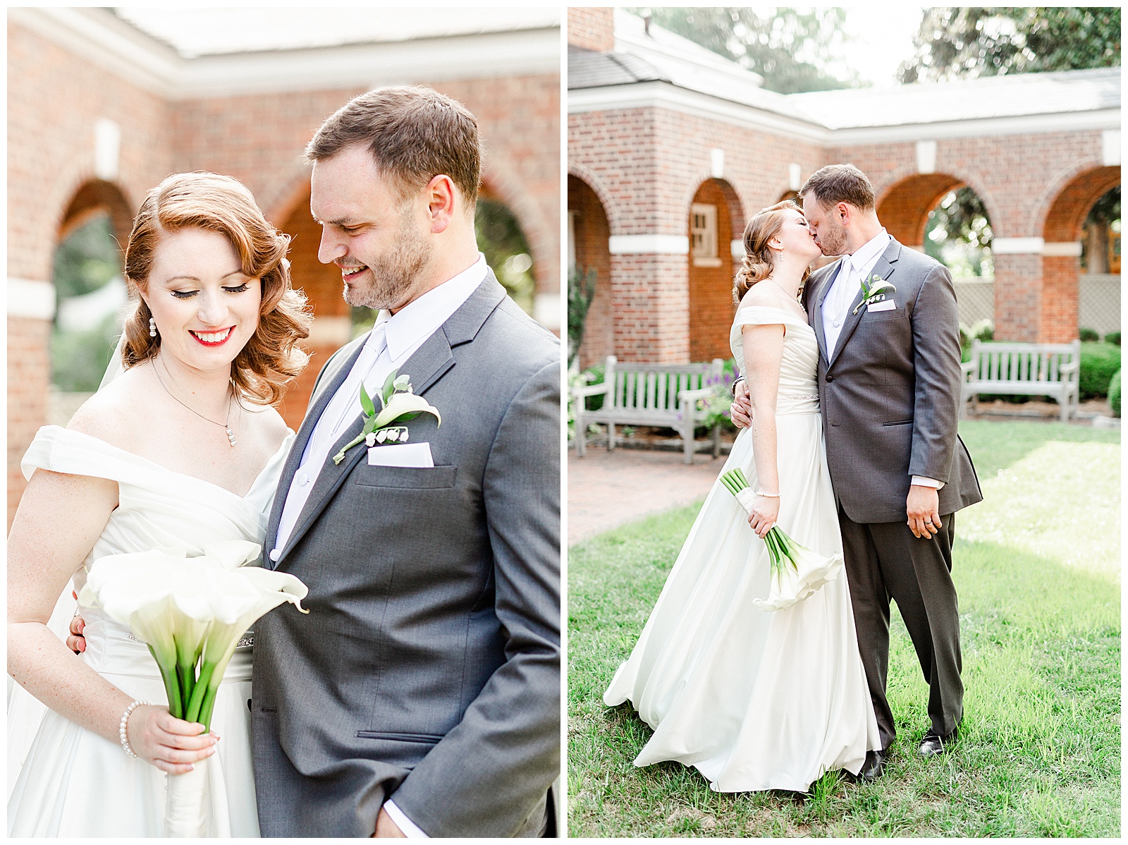 Elegant Red-Haired Bride and groom outdoor portraits for Gorgeous 1940s Modern Vintage Wedding in Charlotte, NC | check out the full wedding at KevynDixonPhoto.com