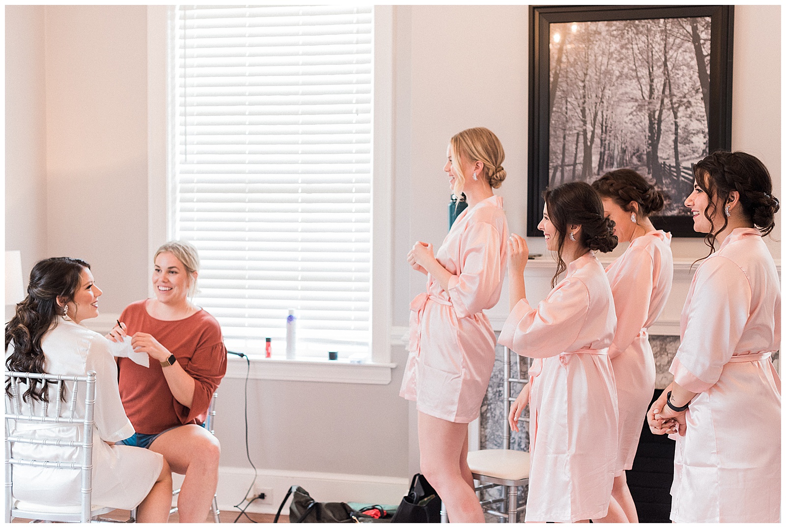 Bride and Bridesmaids Getting Ready from Light and Airy Outdoor Wedding at Separk Mansion in Gastonia, NC | Kevyn Dixon Photography