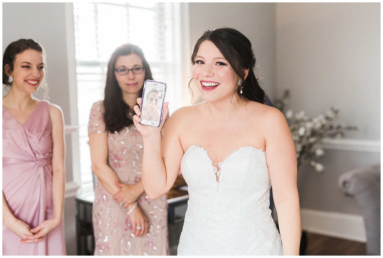 Bridesmaid First Look from Light and Airy Outdoor Wedding at Separk Mansion in Gastonia, NC | Kevyn Dixon Photography