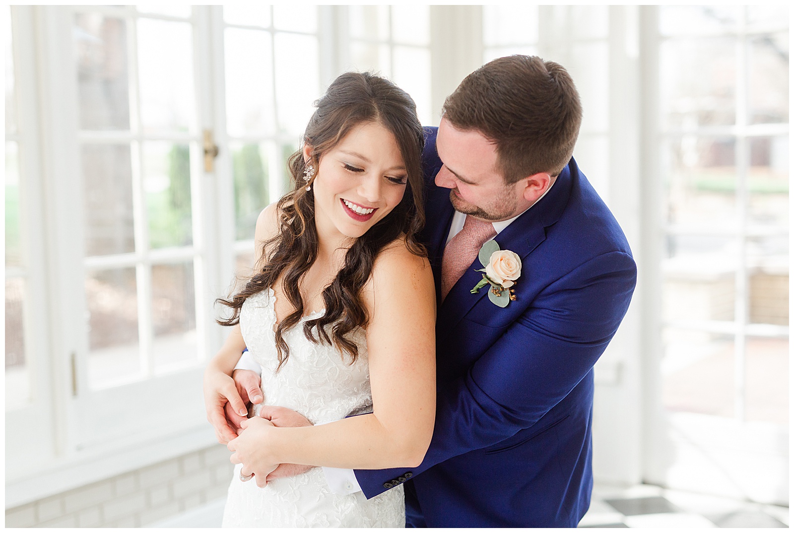 Adorable Indoor Bride Groom Portraits from Light and Airy Outdoor Wedding at Separk Mansion in Gastonia, NC | Kevyn Dixon Photography