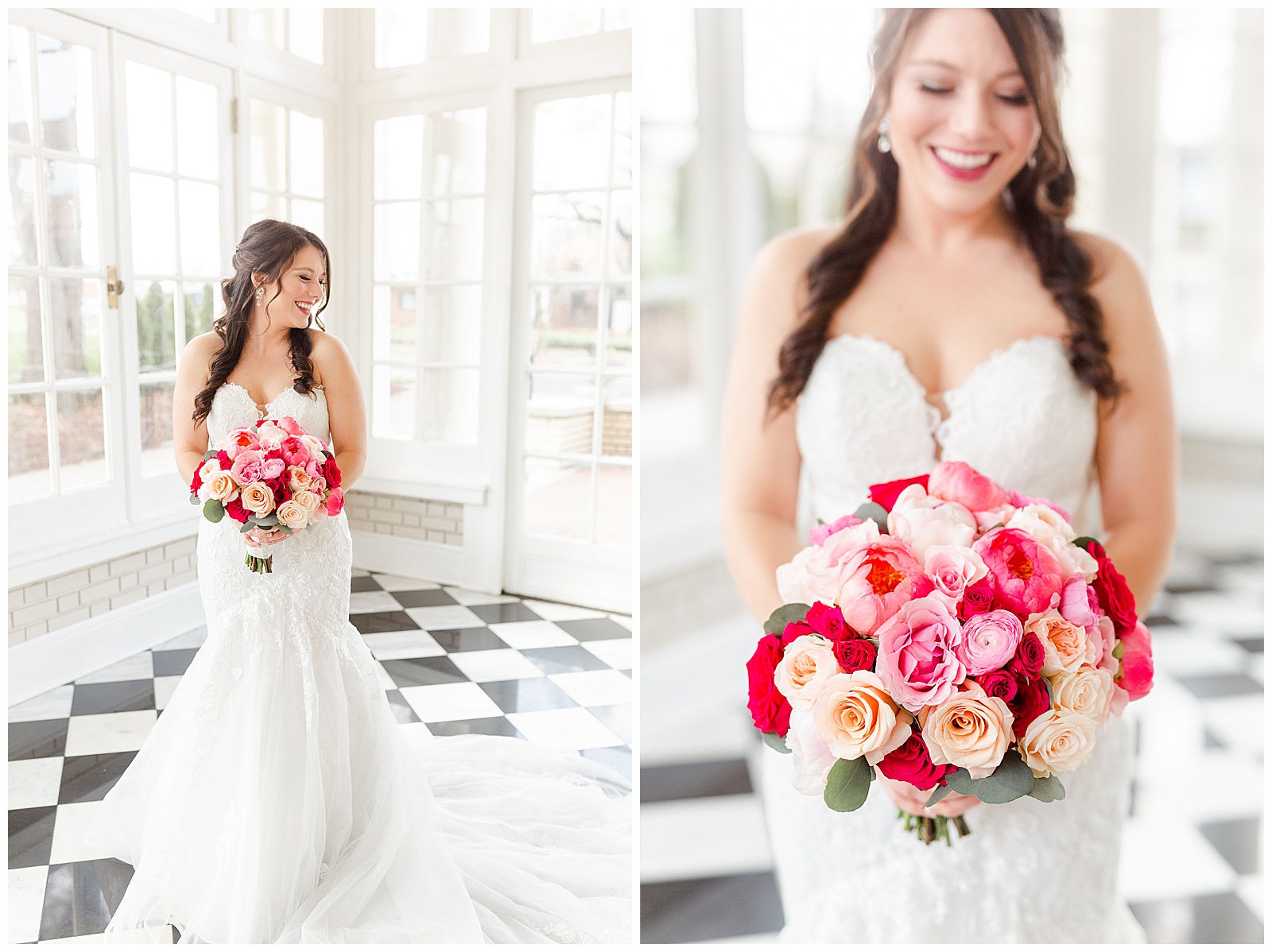 Pink Bride's Bouquet Detail Shots from Light and Airy Outdoor Wedding at Separk Mansion in Gastonia, NC | Kevyn Dixon Photography