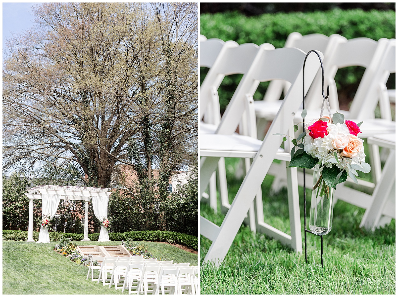 Ceremony Setup from Light and Airy Outdoor Wedding at Separk Mansion in Gastonia, NC | Kevyn Dixon Photography