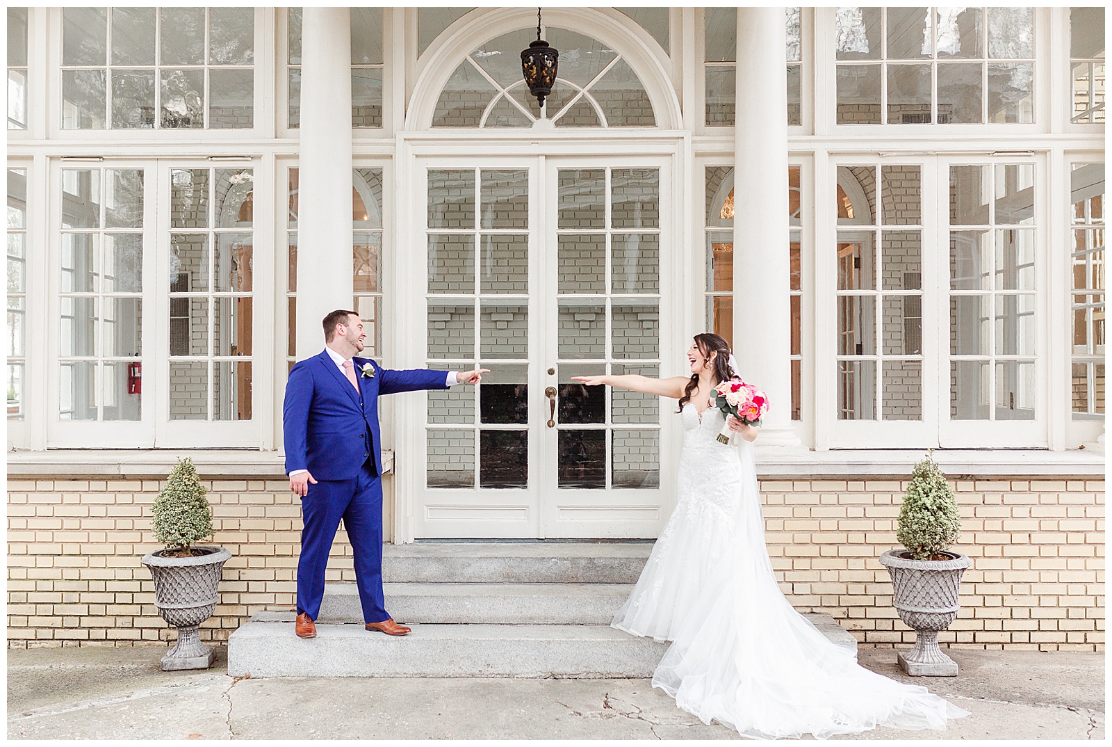 Adorable Light and Airy Bride Groom Outdoor Wedding Portraits at Separk Mansion in Gastonia, NC | Kevyn Dixon Photography