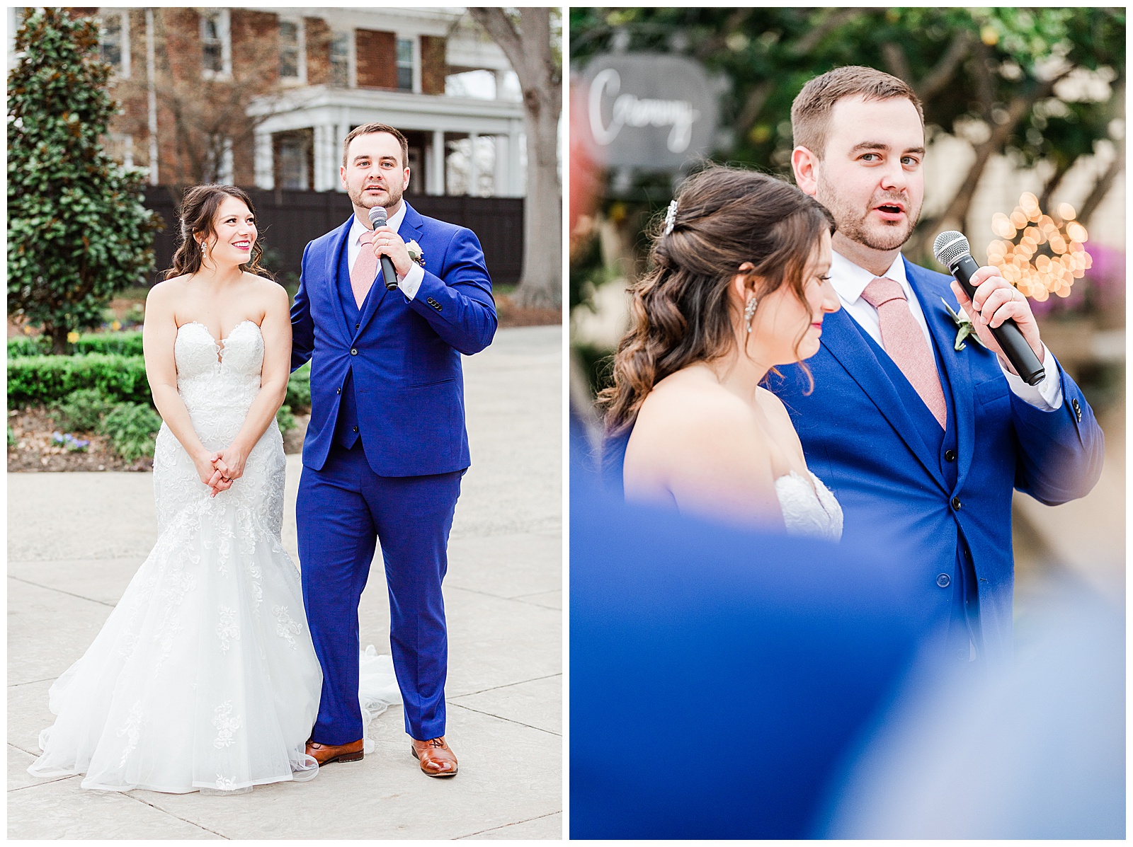 Adorable Bride and Groom at Wedding Reception from Light and Airy Outdoor Wedding at Separk Mansion in Gastonia, NC | Kevyn Dixon Photography