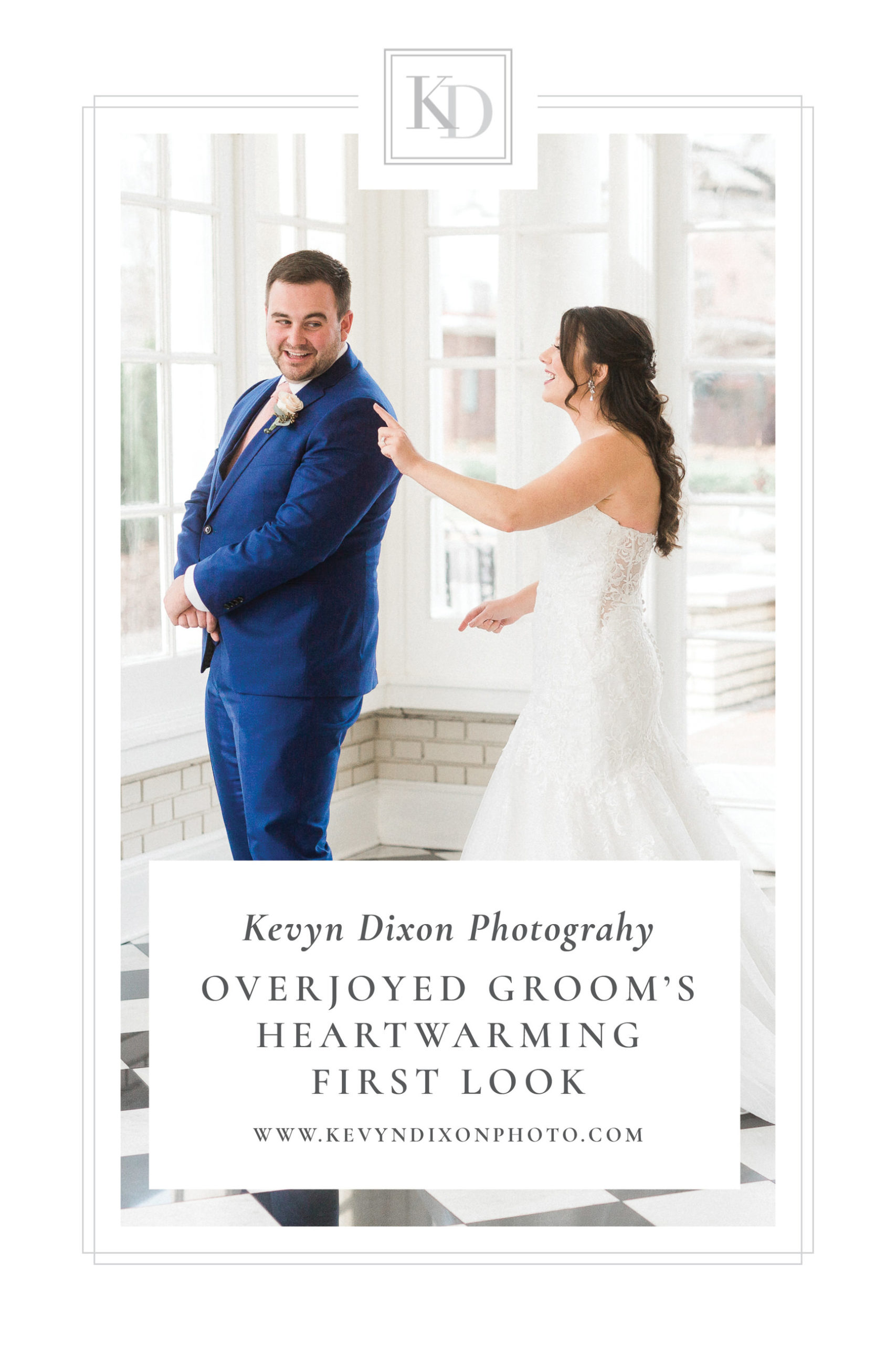 Overjoyed Groom's Heartwarming First Look pin of Kevyn Dixon Photography's Wedding Gallery Blog Post featuring Separk Mansion