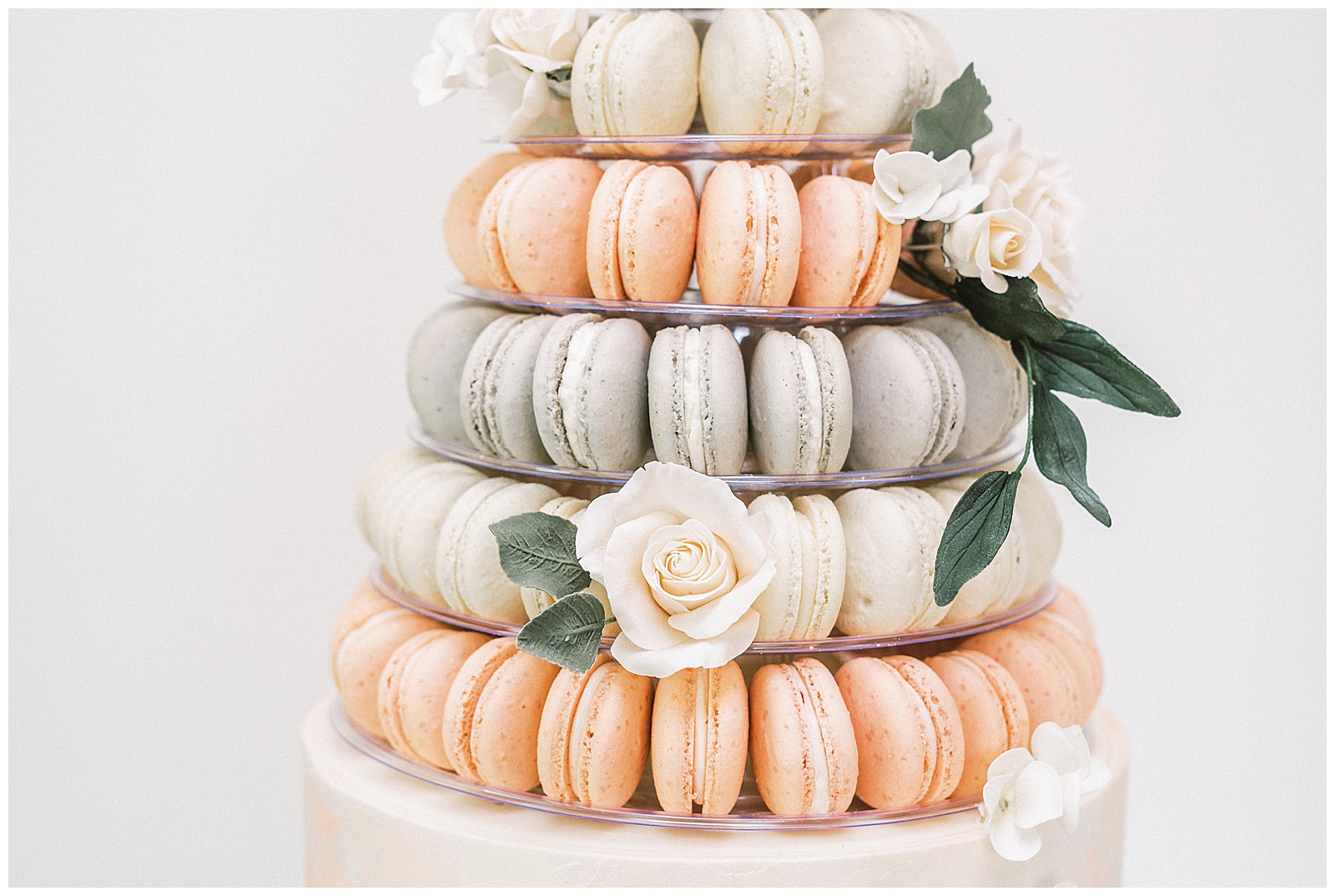 Delish Cakery Brand and Food Photography of Tiered French Macaroon Dessert Tray