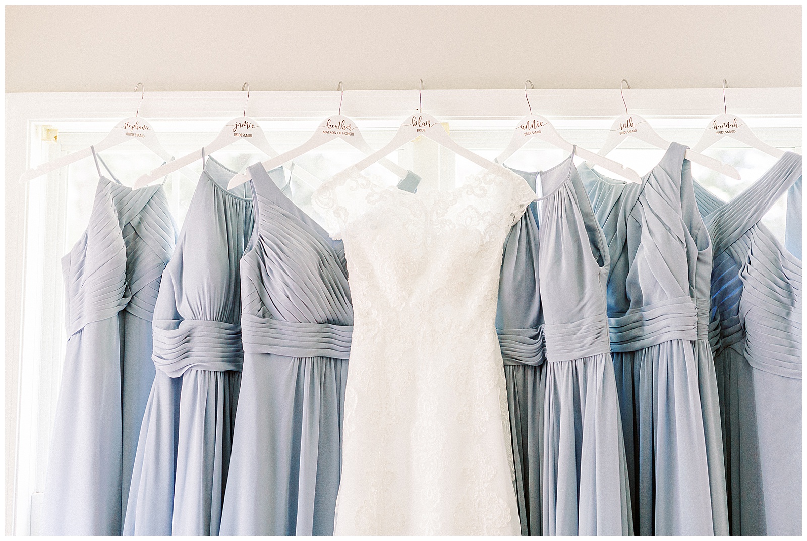 lace bride wedding dress dusty blue bridesmaid dresses