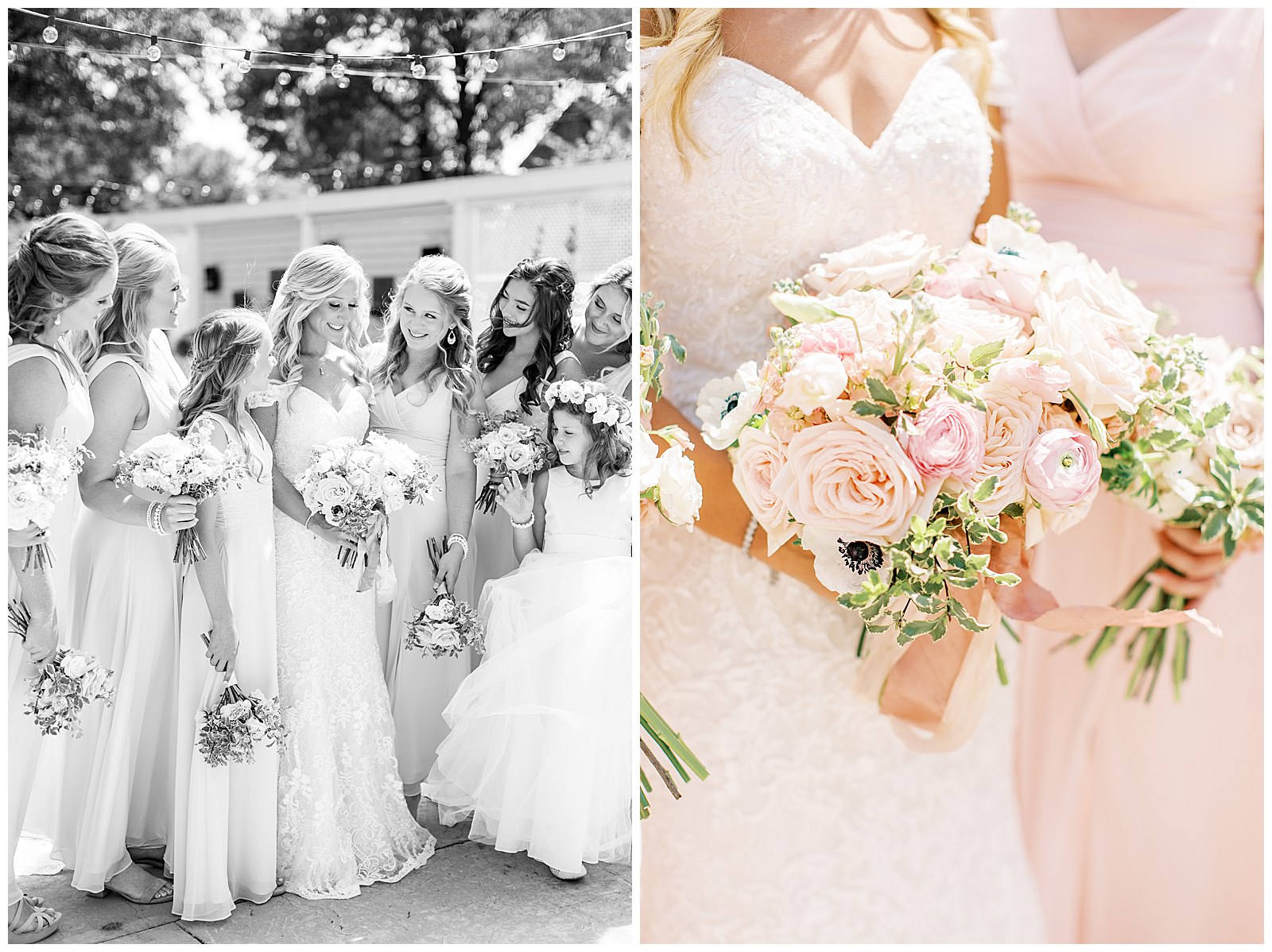 blush pink bridesmaid tribe color palette outdoor group photo