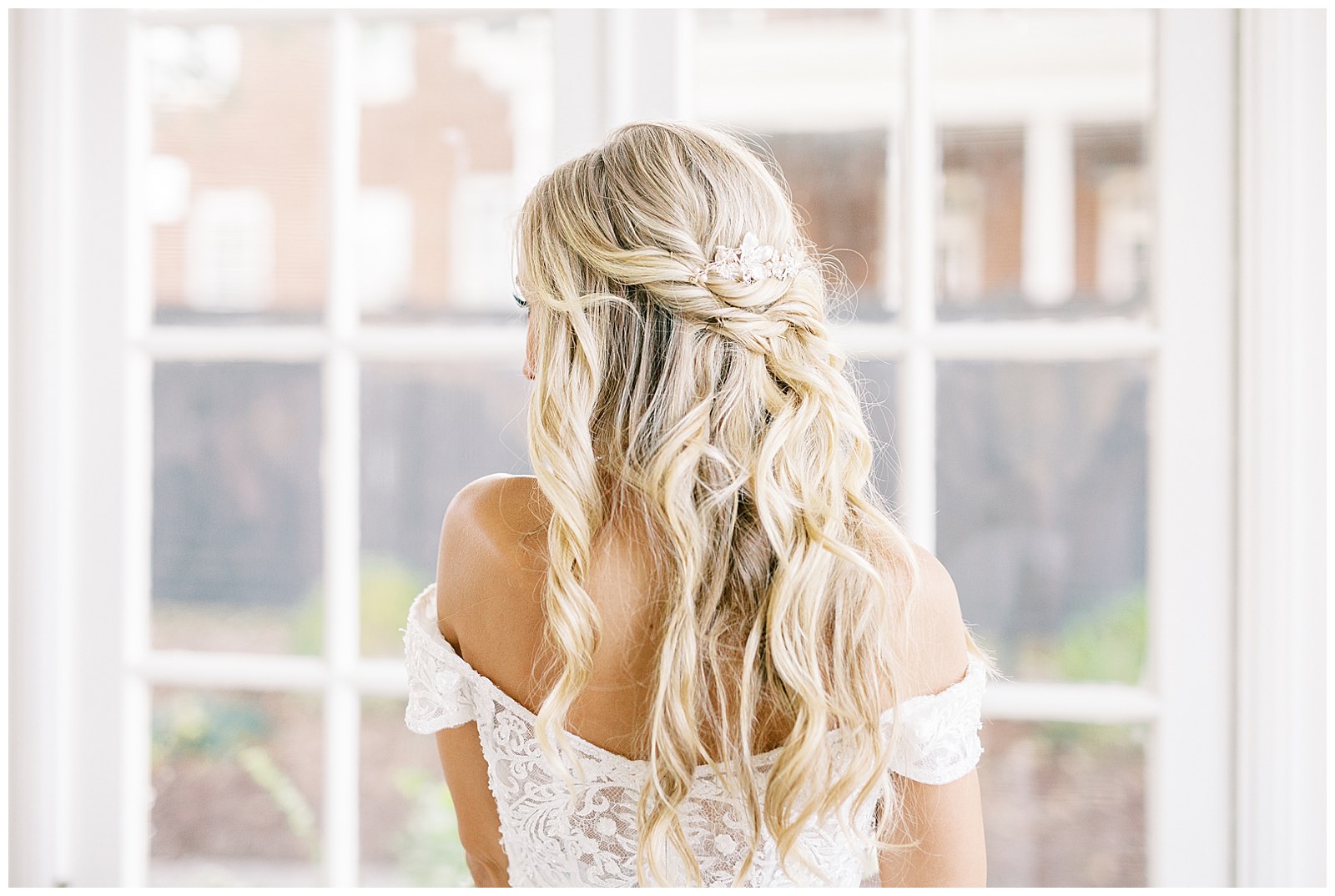 blond haired bride portraits in separk mansion black and white ballroom