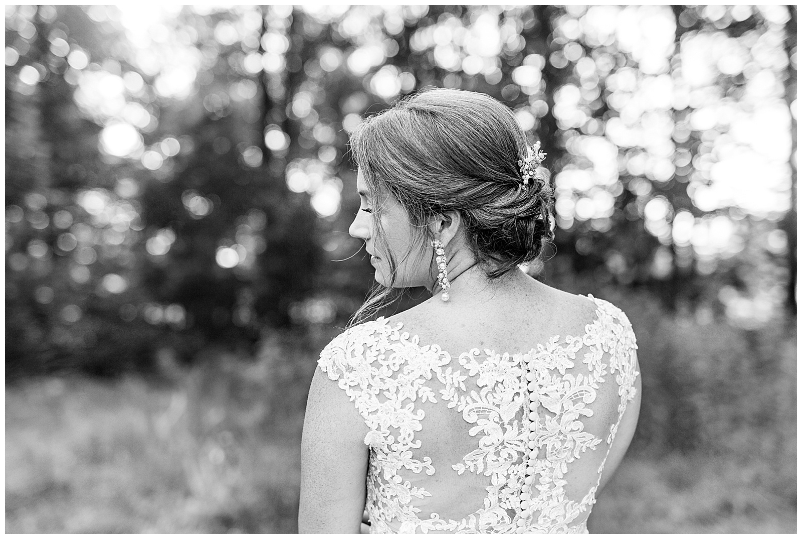 hair updo from sunset bridal portraits in woods and field