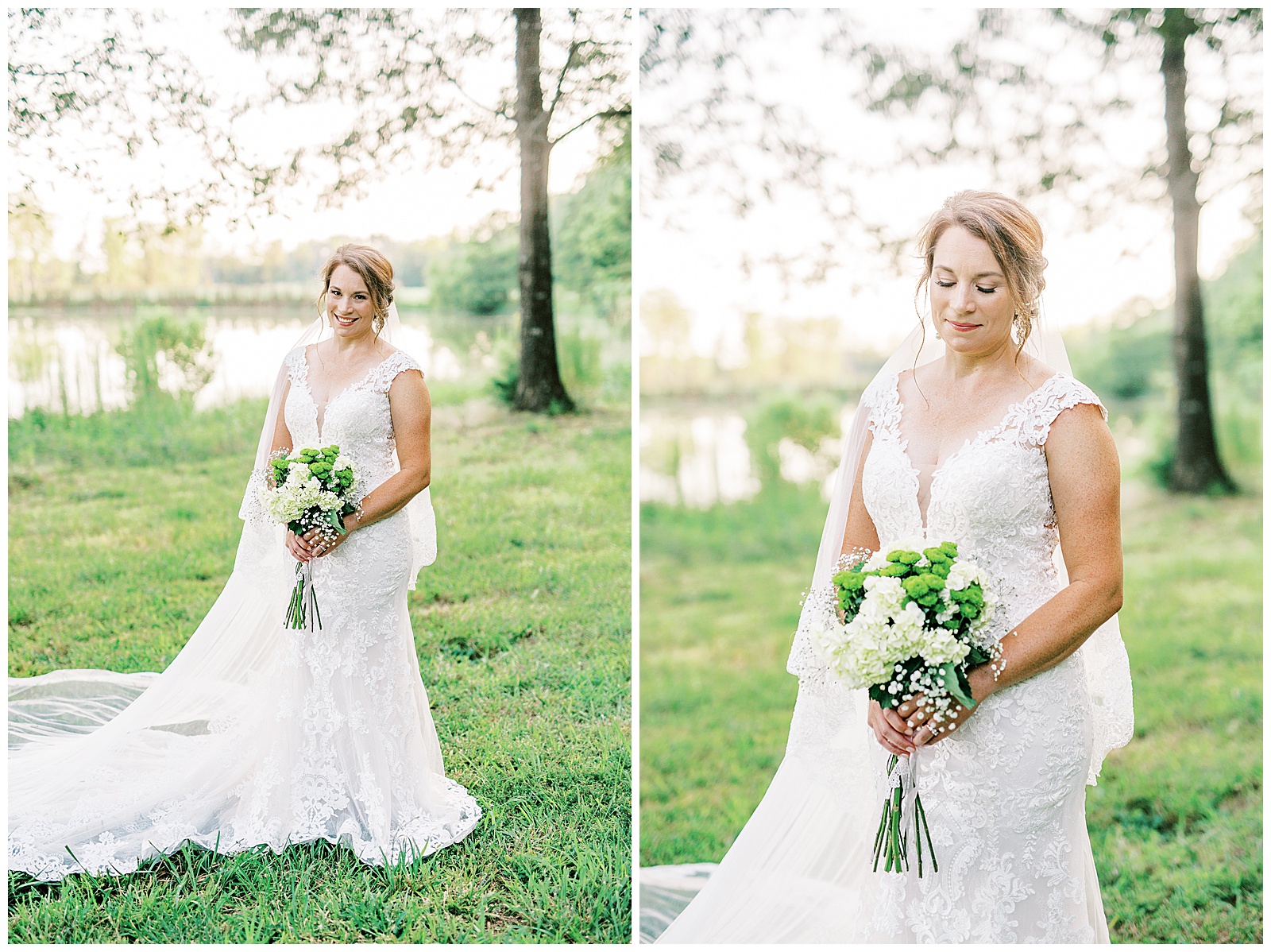 lace wedding dress from sunset bridal portraits in woods and field