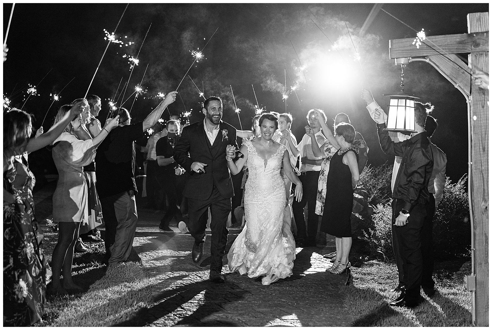 sparkler exit at indoor outdoor summer wedding