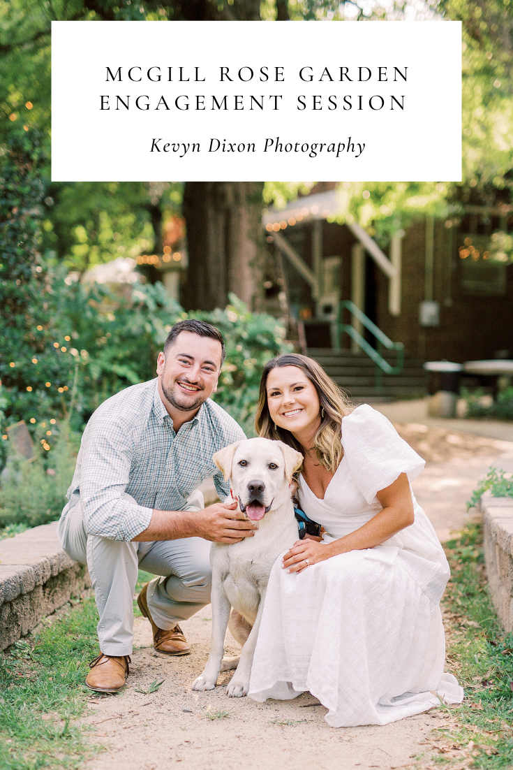 McGill Rose Garden engagement session with dog in Charlotte NC