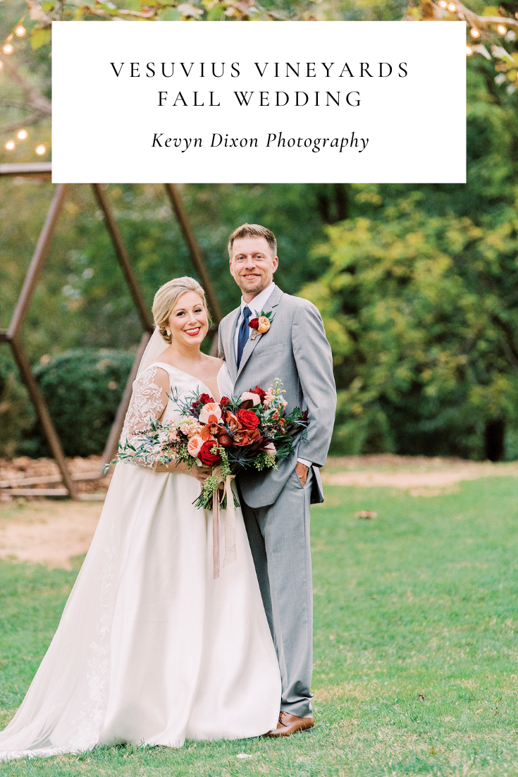 Vesuvius Vineyards wedding with elegant fall colors in Lincoln County NC, photographed by NC wedding photographer Kevyn Dixon Photography