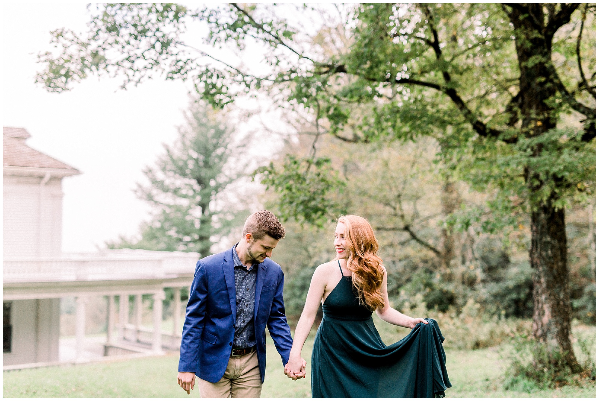 dramatic engagement portraits alongside Moses Cone Manor