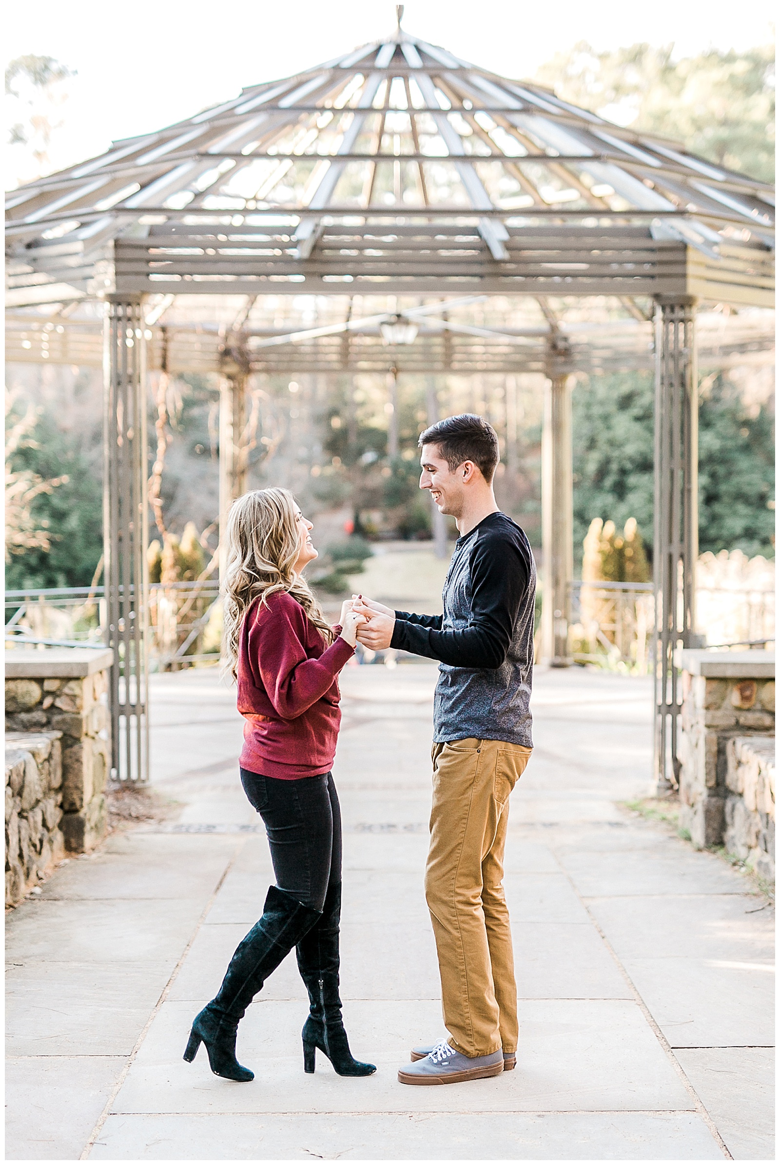 Cozy Red Sweater Casual Outfit Outdoor Fall Engagement Session with Whitney and Logan by Kevyn Dixon Photography
