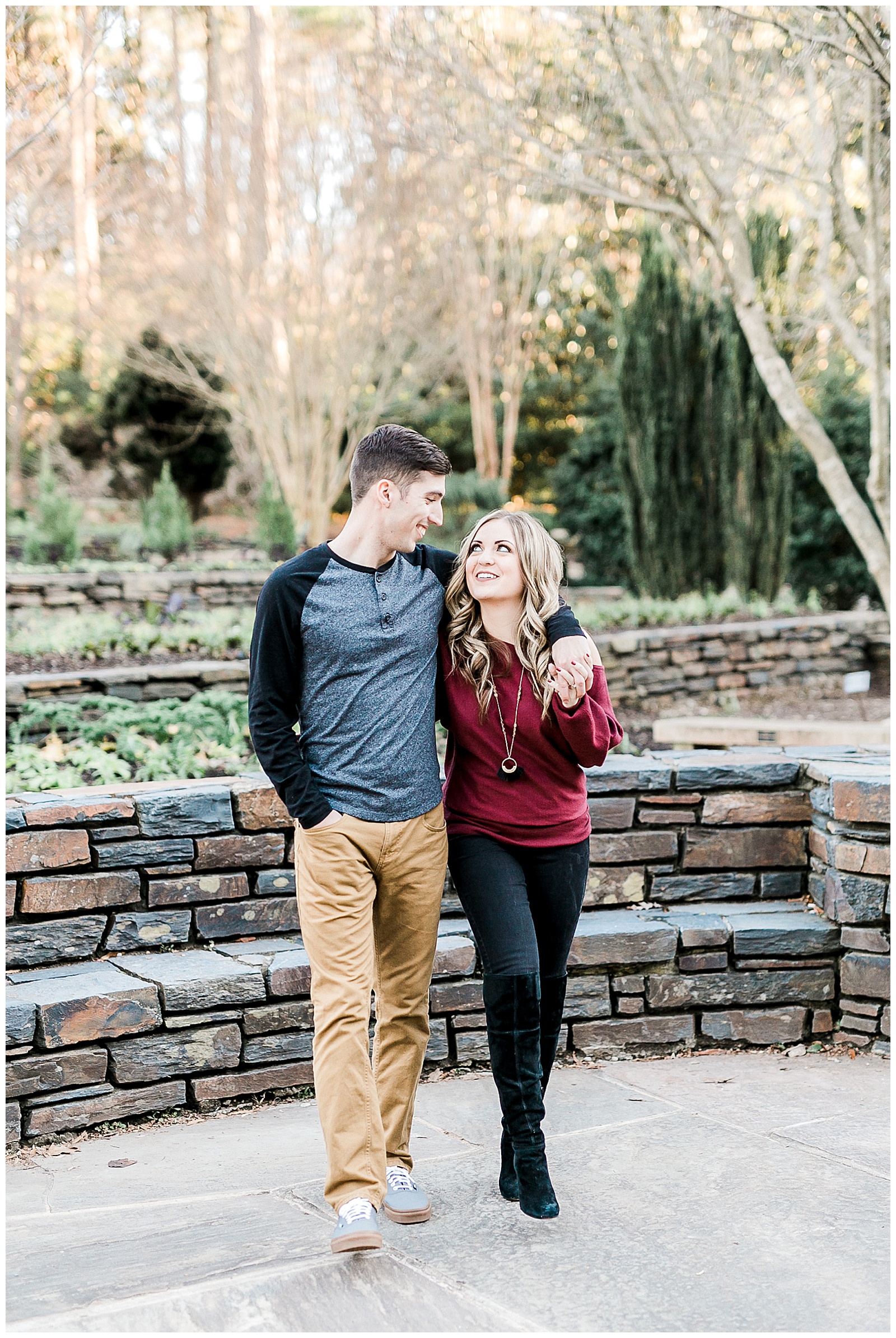 Cozy Red Sweater Casual Outfit Outdoor Fall Engagement Session with Whitney and Logan by Kevyn Dixon Photography