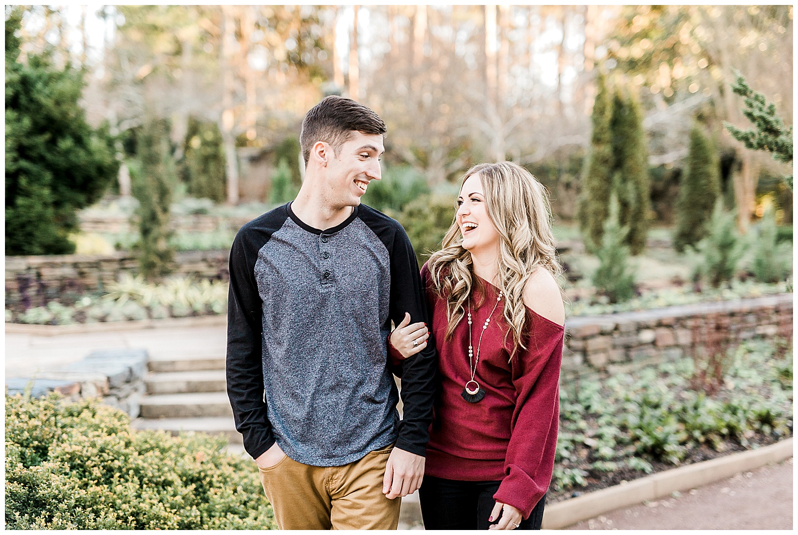 Cozy Red Sweater Casual Outfit Outdoor Fall Engagement Session with Whitney and Logan by Kevyn Dixon Photography