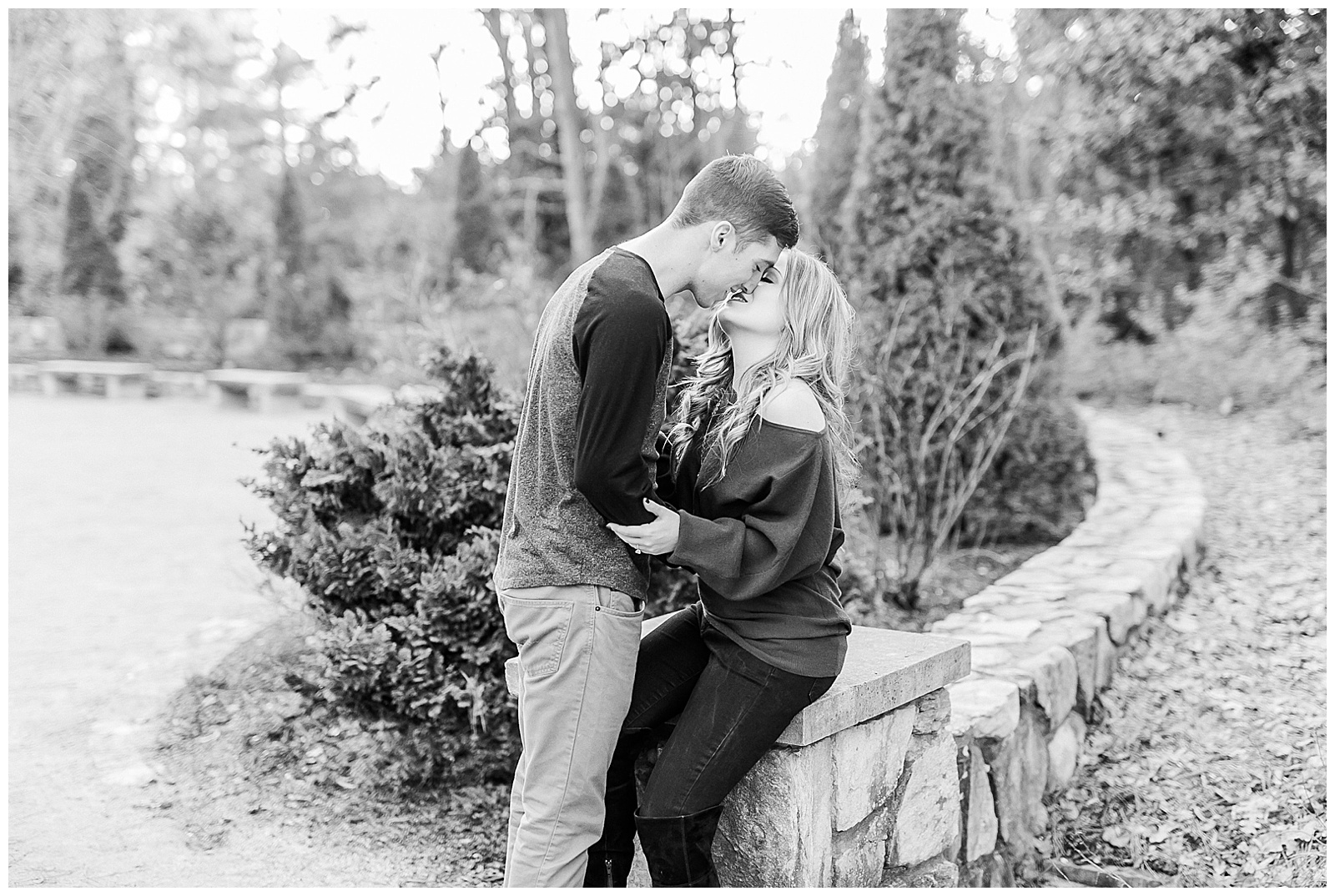 Cozy Red Sweater Casual Outfit Outdoor Fall Engagement Session with Whitney and Logan by Kevyn Dixon Photography