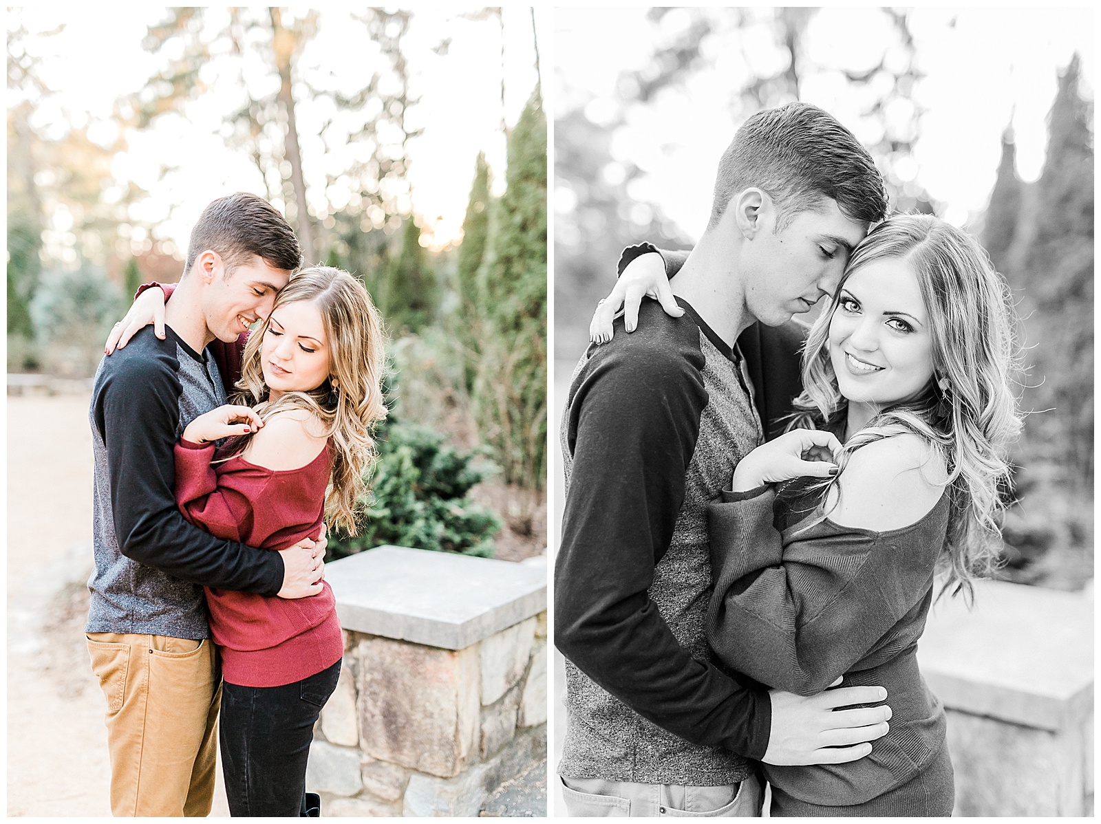 Cozy Red Sweater Casual Outfit Outdoor Fall Engagement Session with Whitney and Logan by Kevyn Dixon Photography