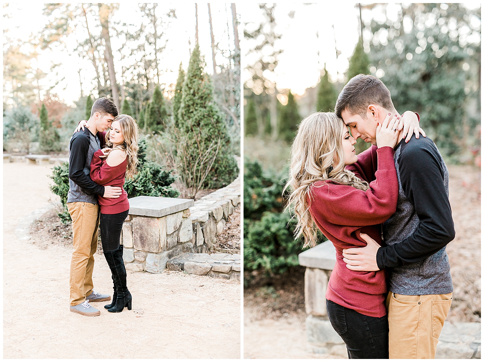 Cozy Red Sweater Casual Outfit Outdoor Fall Engagement Session with Whitney and Logan by Kevyn Dixon Photography