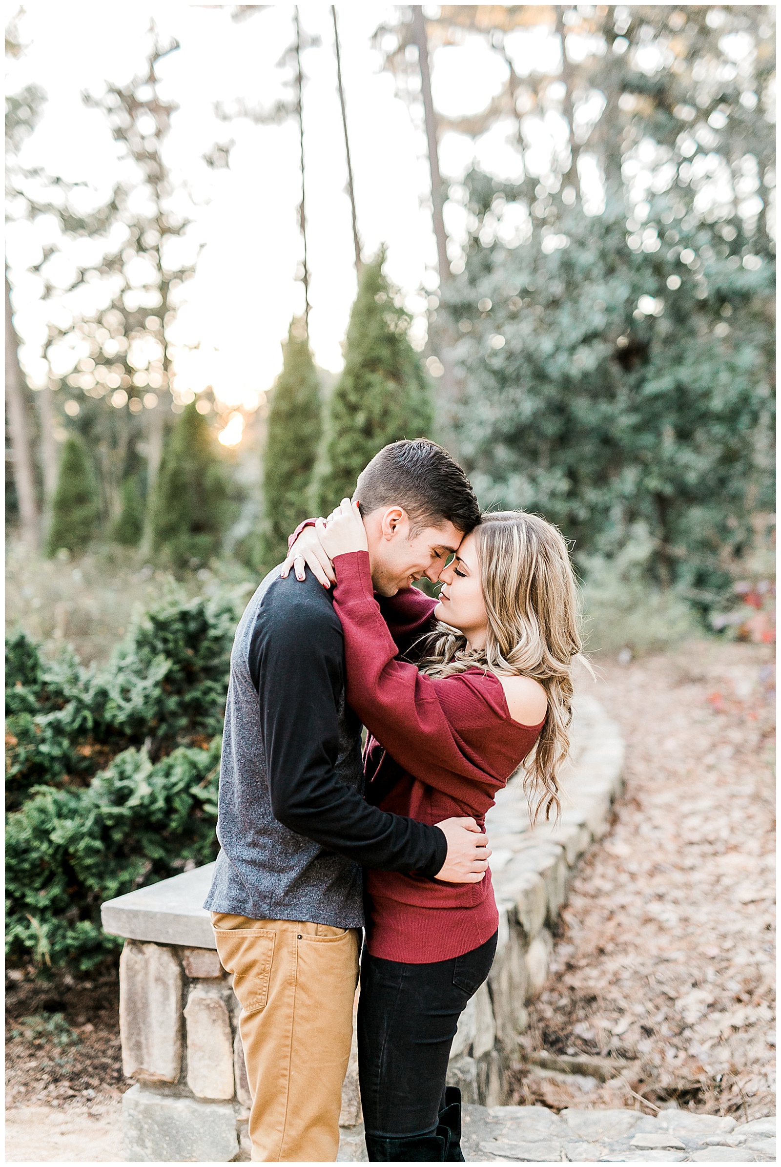 Cozy Red Sweater Casual Outfit Outdoor Fall Engagement Session with Whitney and Logan by Kevyn Dixon Photography