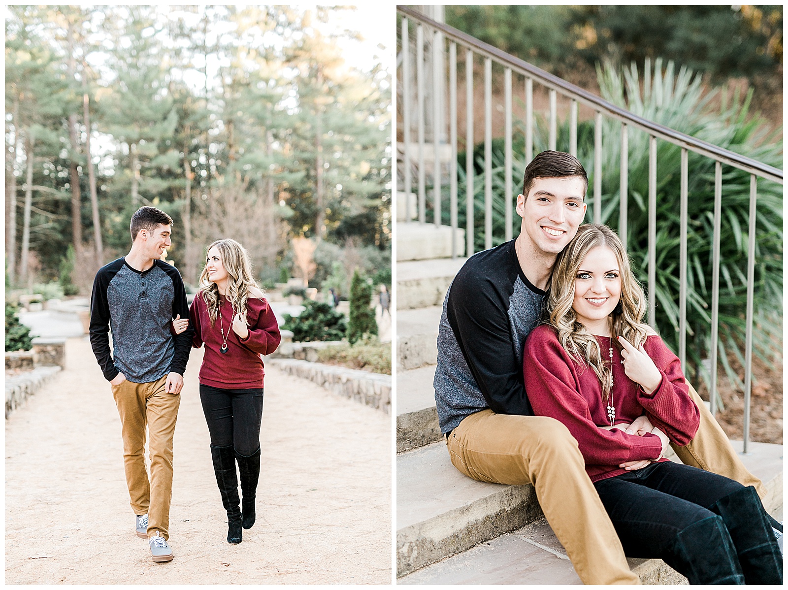 Cozy Red Sweater Casual Outfit Outdoor Fall Engagement Session with Whitney and Logan by Kevyn Dixon Photography