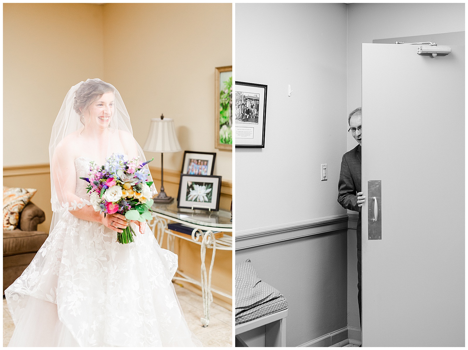 Dad's emotional first look from Outdoorsy Summer Wedding at North Carolina Lakehouse in the Mountains | check out the full wedding at KevynDixonPhoto.com