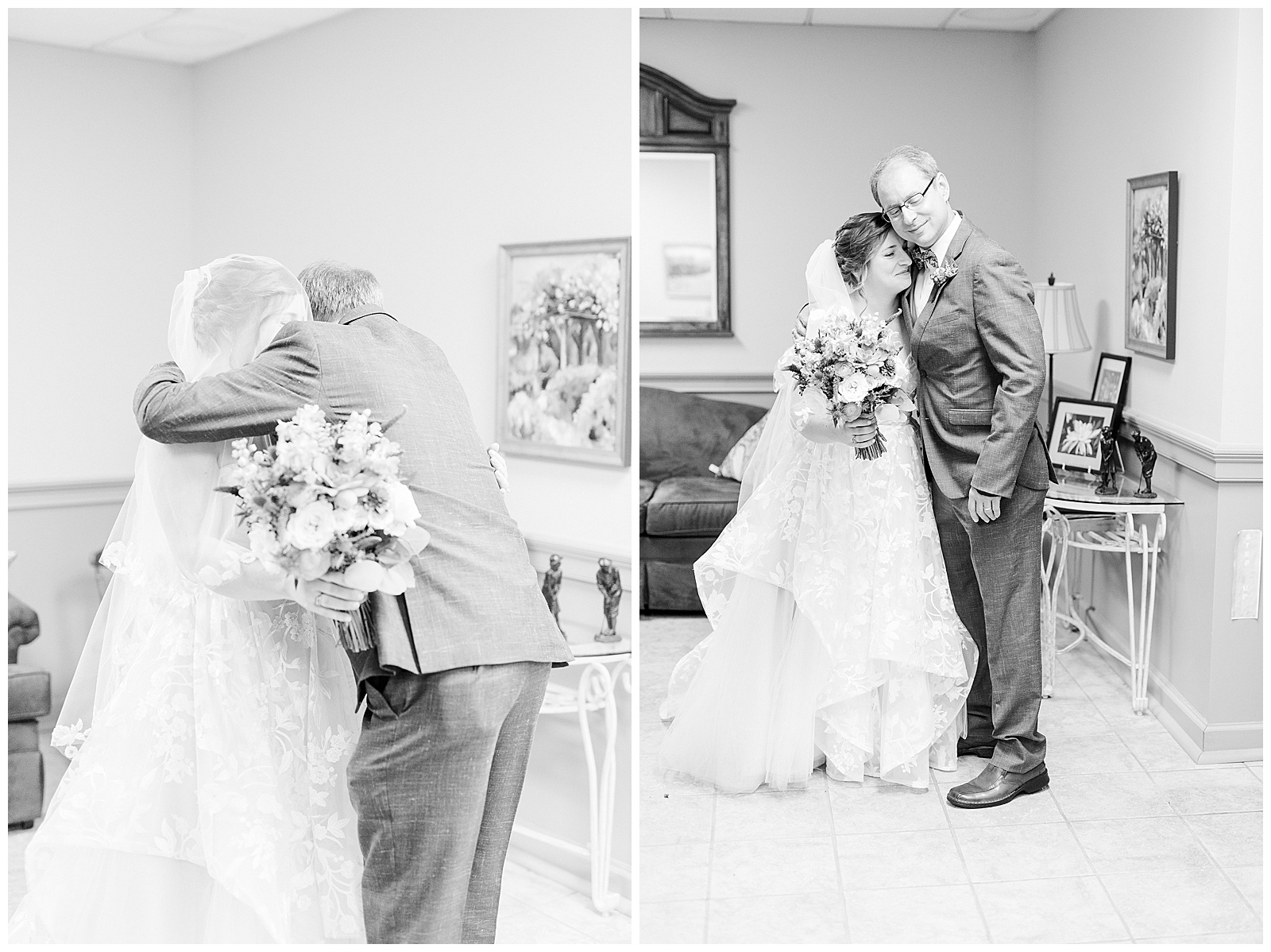 Dad's emotional first look from Outdoorsy Summer Wedding at North Carolina Lakehouse in the Mountains | check out the full wedding at KevynDixonPhoto.com