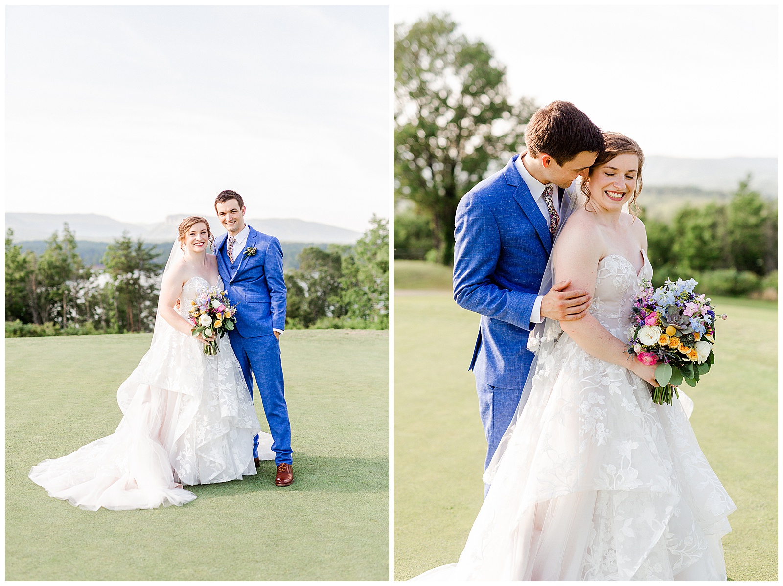 Stunning outdoor mountain photos of Bride and Groom from Outdoorsy Summer Wedding at North Carolina Lakehouse | check out the full wedding at KevynDixonPhoto.com
