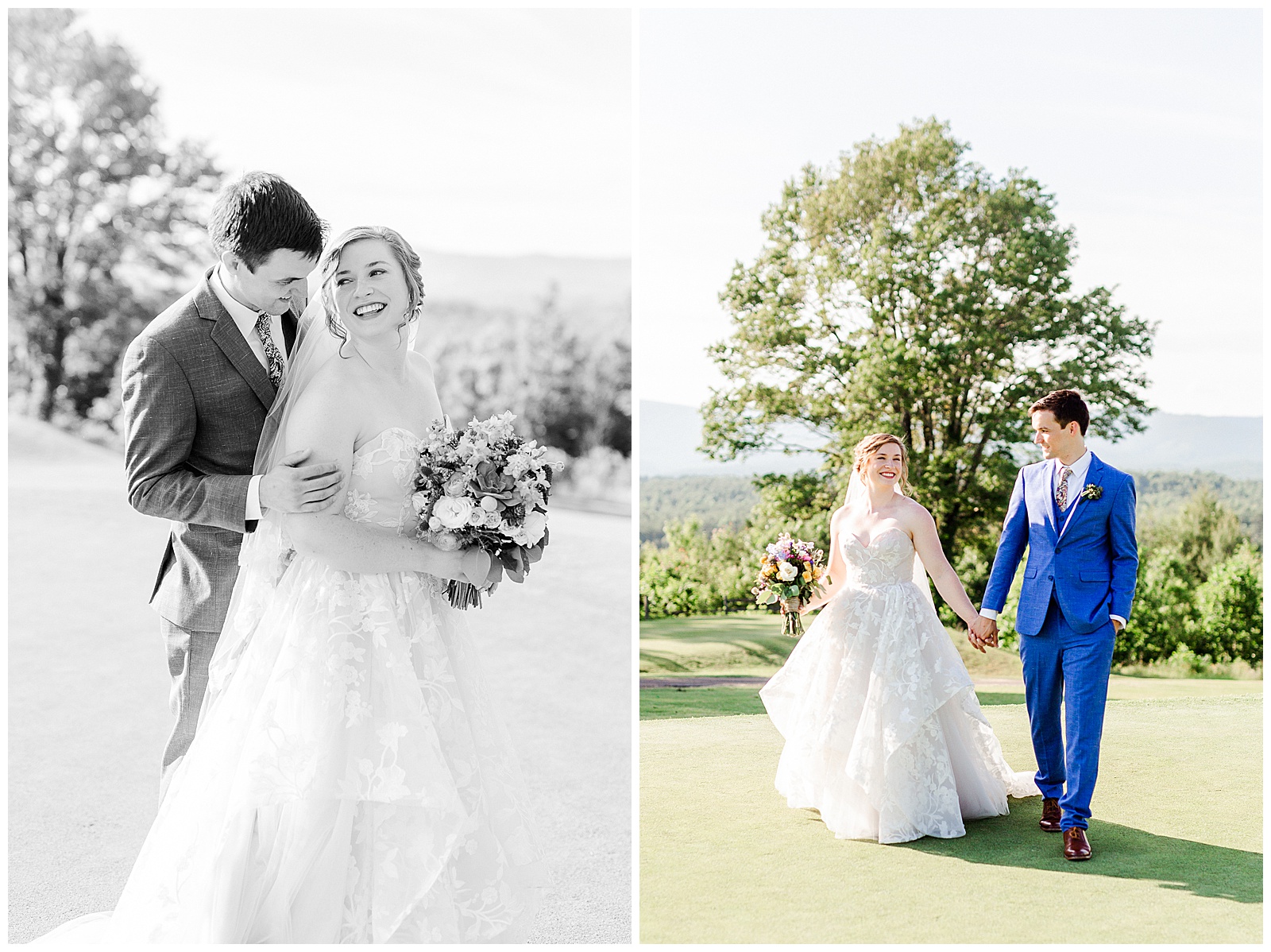 Stunning outdoor mountain photos of Bride and Groom from Outdoorsy Summer Wedding at North Carolina Lakehouse | check out the full wedding at KevynDixonPhoto.com
